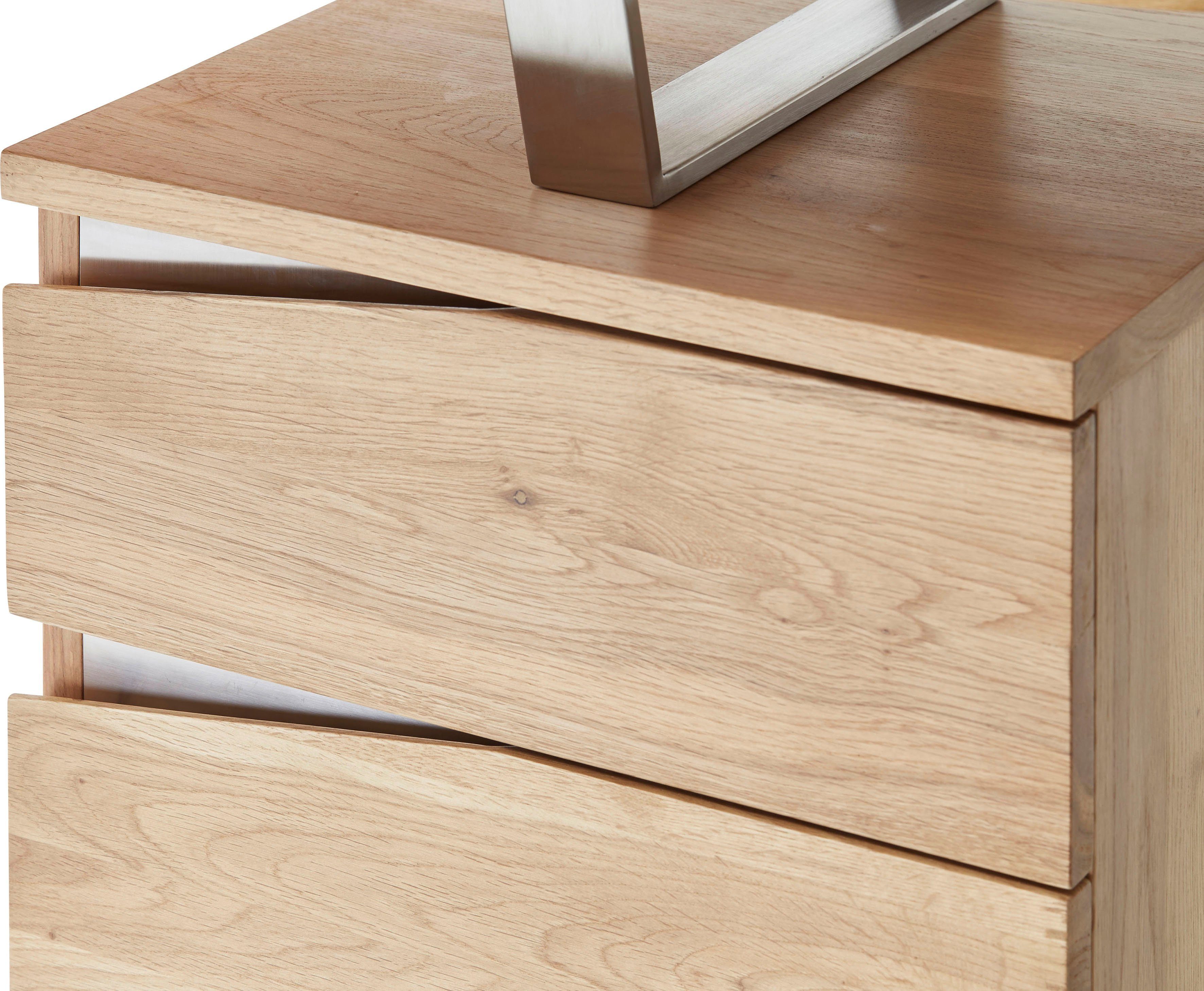 MCA furniture Bureau Tori Noesteiken massief hout geolied, met 3 laden, breedte 150 cm