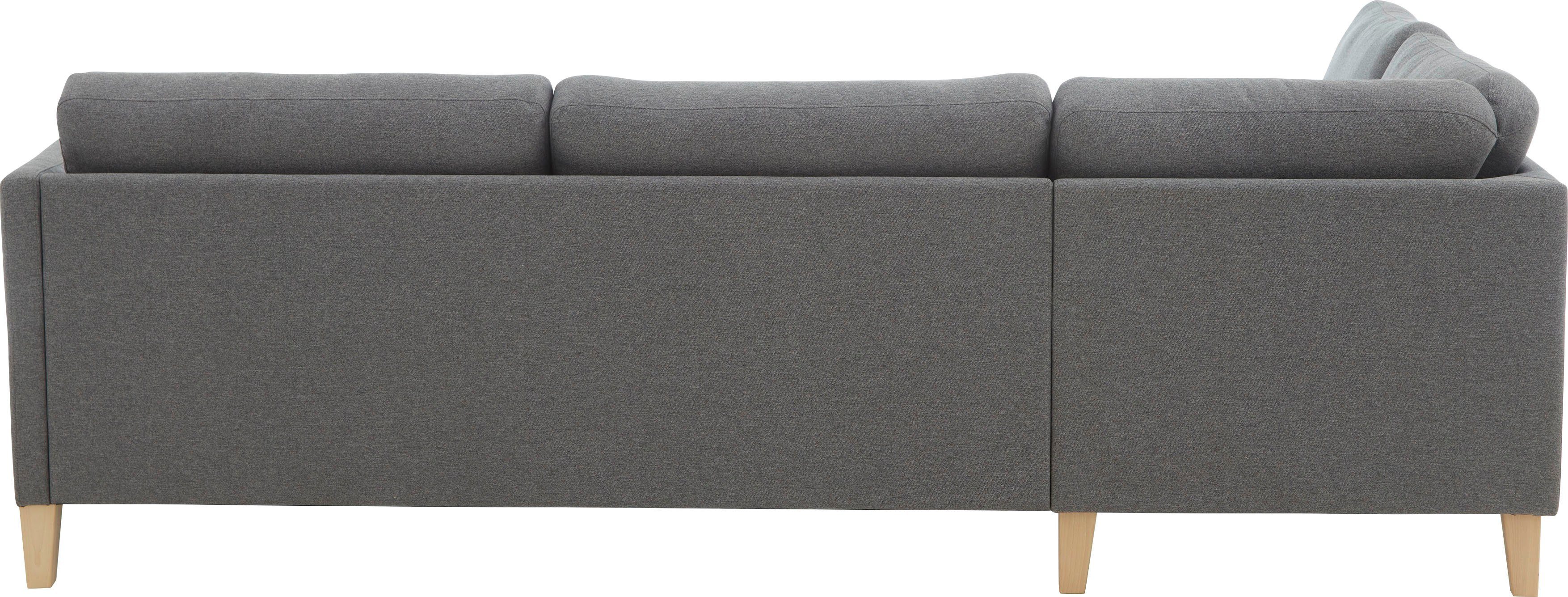 ATLANTIC home collection Hoekbank Mailo L-vorm met zakken opzij en ottomane, met massief houten poten