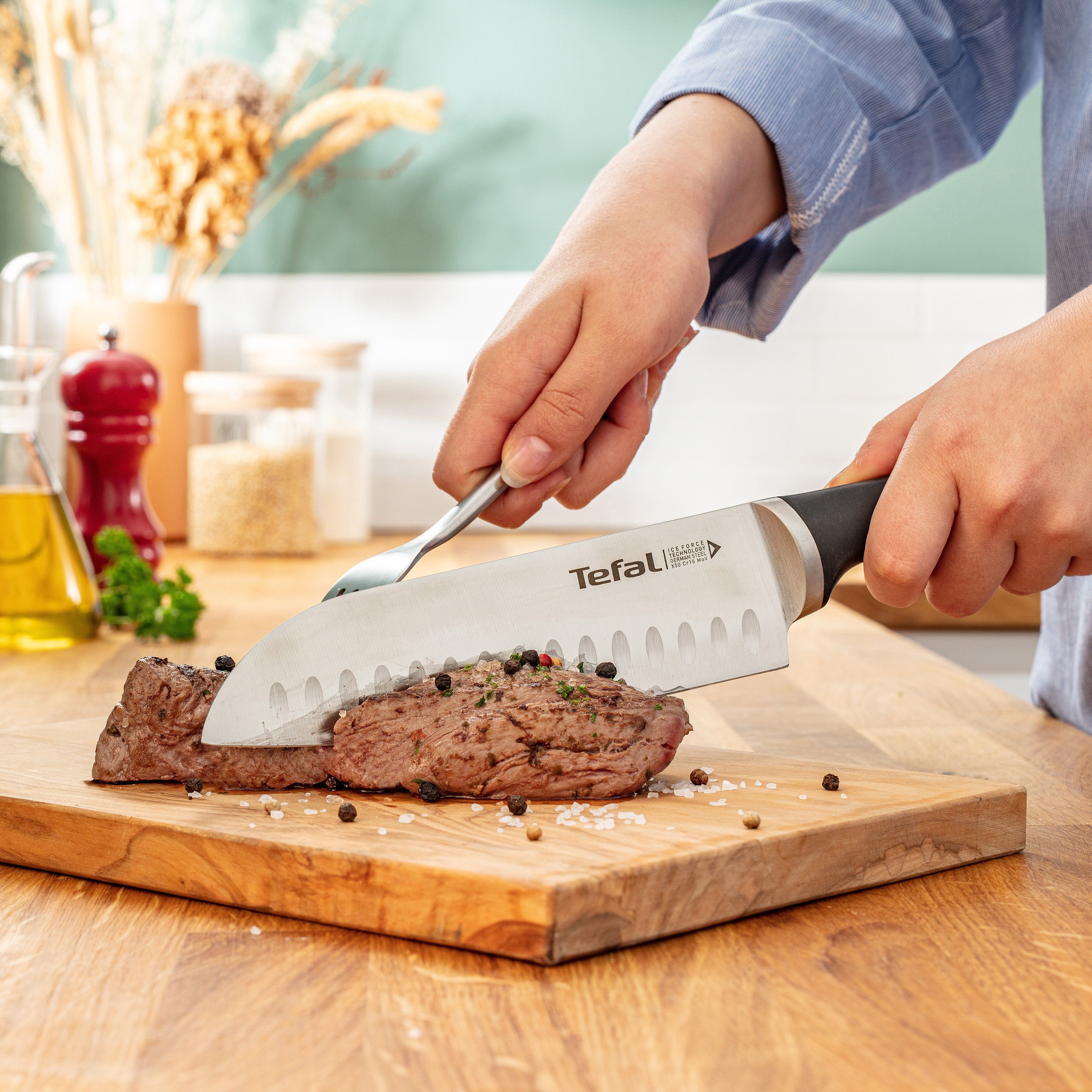 Tefal Messenset K232S374 Ice Force Roestvrij staal, langdurige snijkracht en scherpte (set, 3-delig)