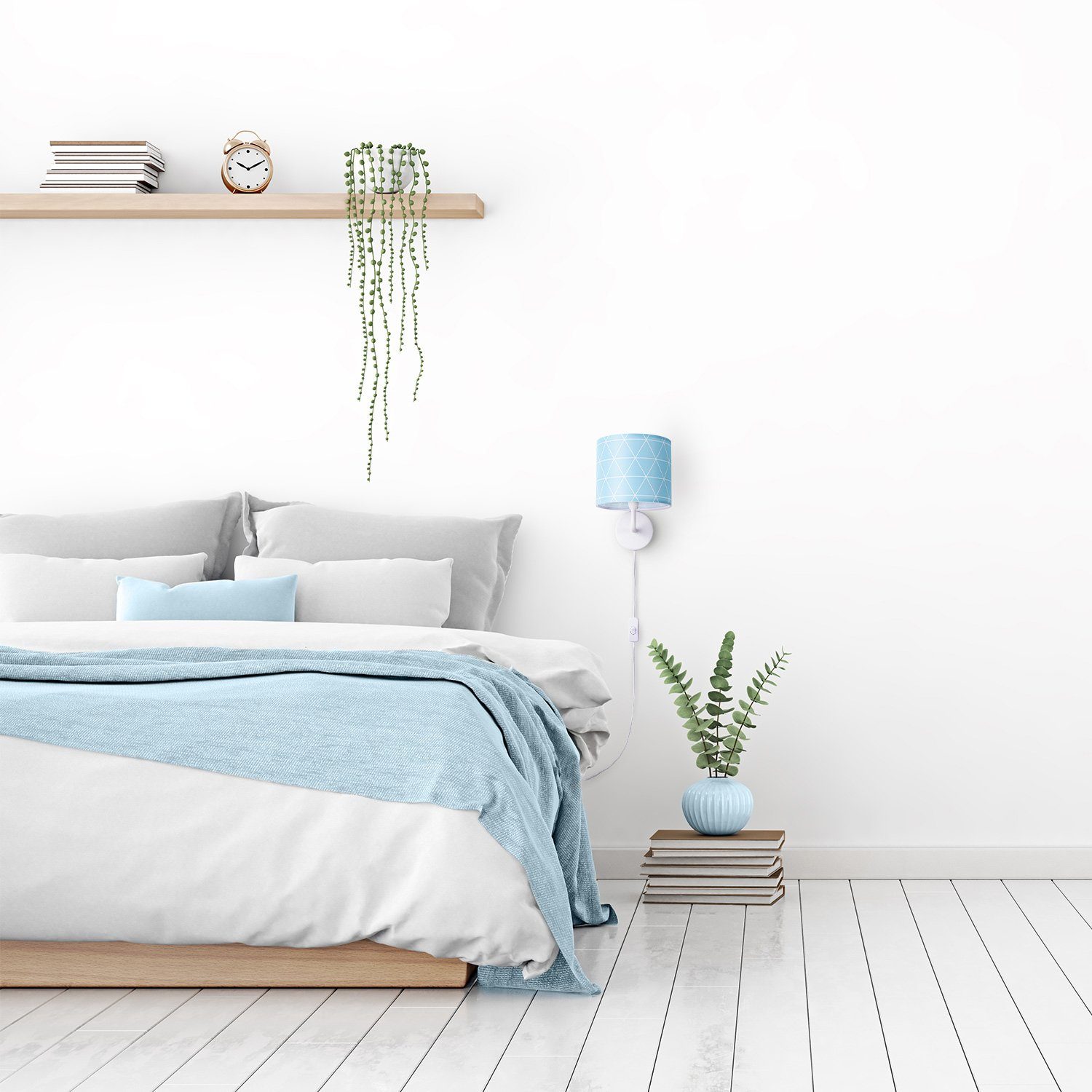 Paco Home Wandlamp Stella 401 Stekker ganglamp woonkamer Ø18cm Scandi stijl kabel 3m E14