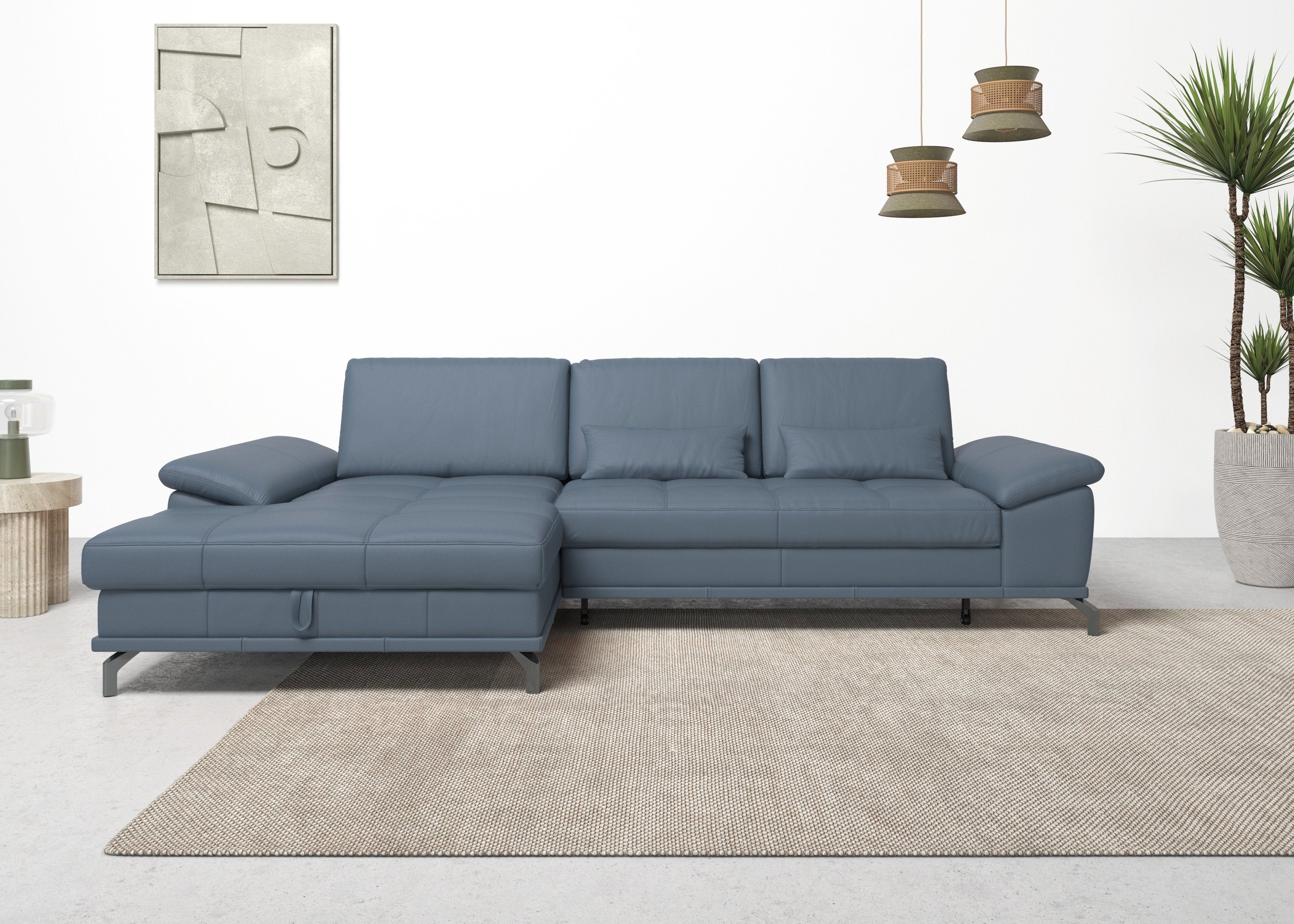 Places of Style Hoekbank Costello L-vorm, met zitdiepteverstelling, armleuningverstelling en