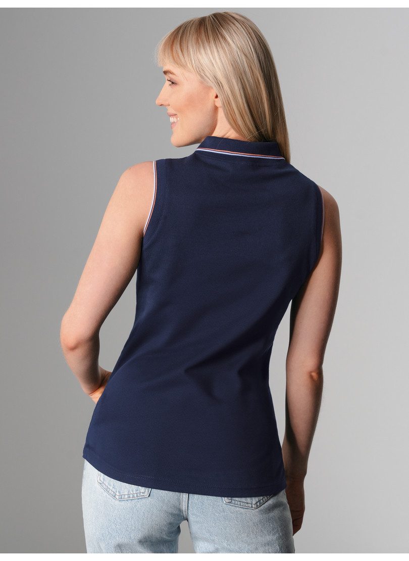 Trigema Shirttop TRIGEMA mouwloze poloshirt met contrasterende accenten (1-delig)