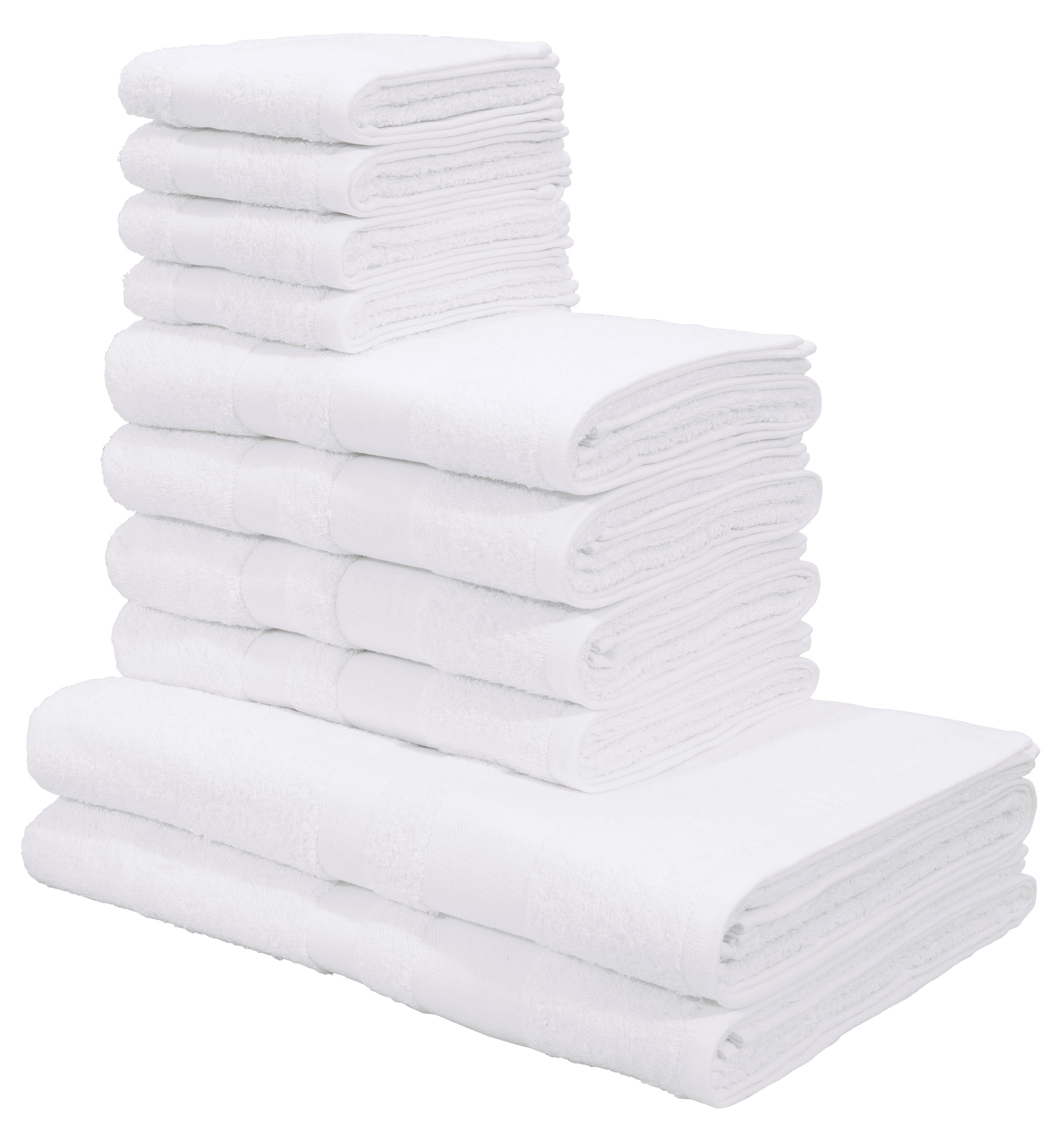 my home Handdoekenset Vanessa 100% katoen, effen, zacht, met bies (set, 10-delig)