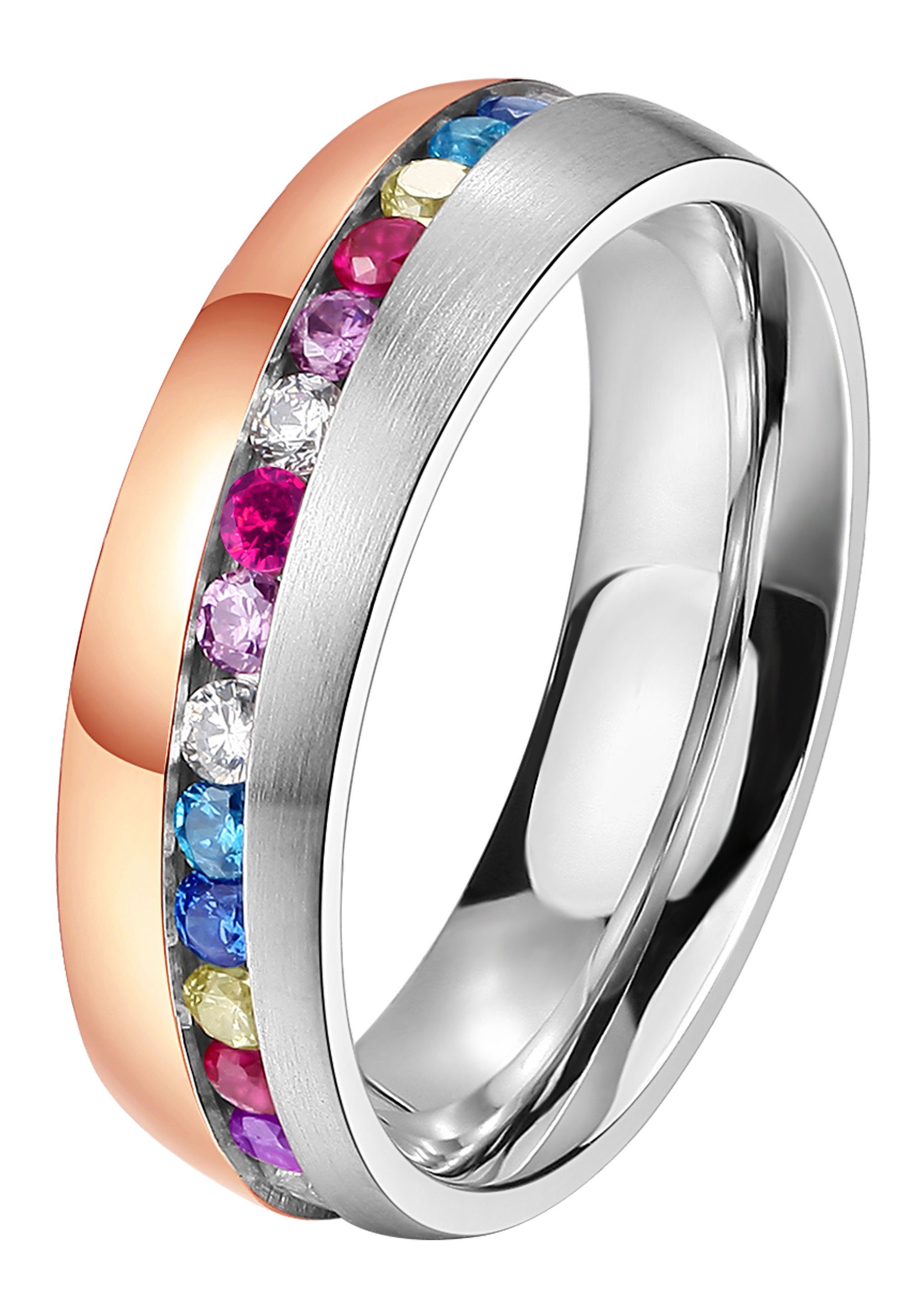 DOOSTI Trouwring Sieraden cadeau roestvrijstalen trouwring partnerring LIEBE dames ringen maat 58 multicolor
