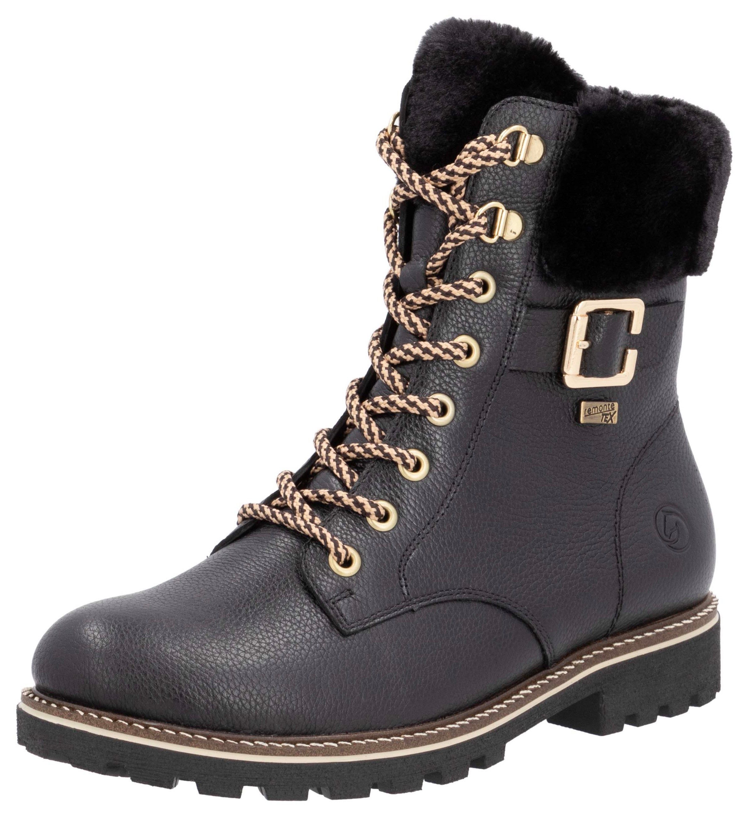 Remonte Winterlaarzen Elisabeth Hurley-Collection , veterschoenen, outdoorschoen, veterschoenen met decoratieve gesp dames winterlaarsjes maat 39 EU