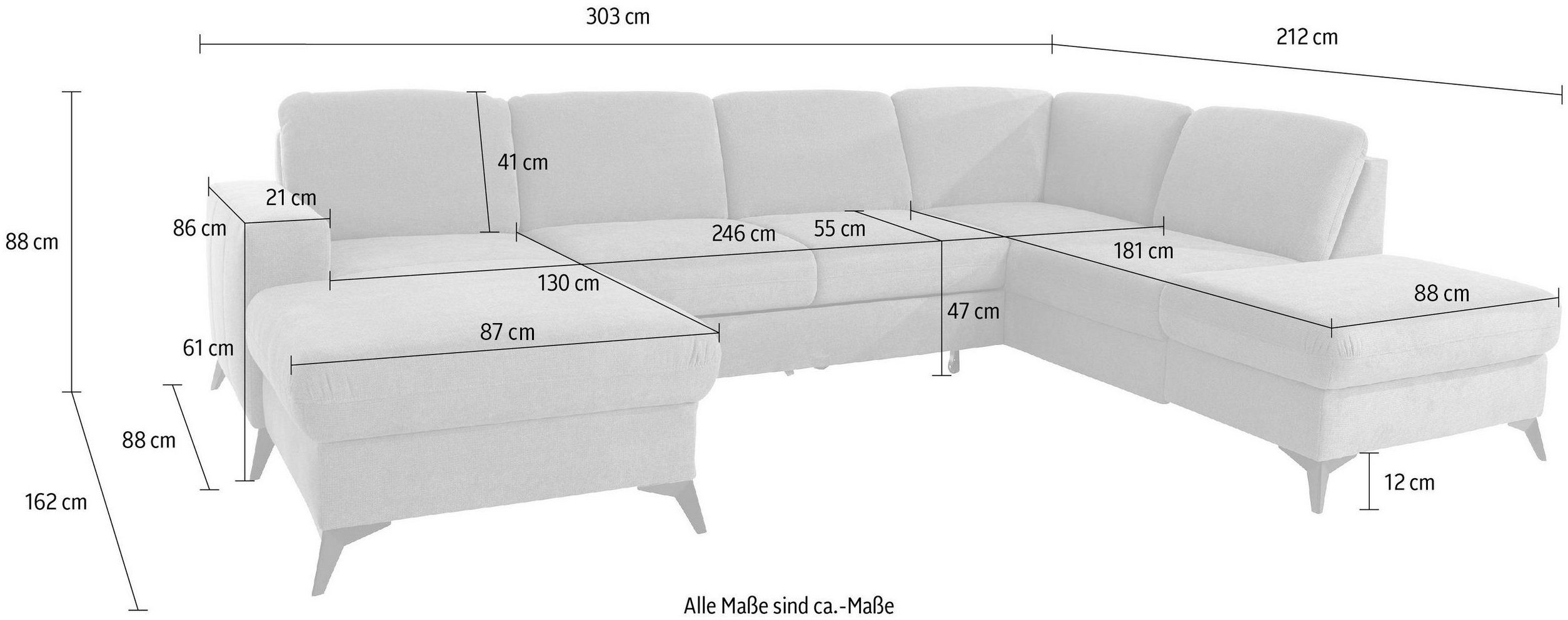 Places of Style Zithoek Lolland U-vorm Naar keuze met slaapfunctie en bergruimte, ook met afwasbare bekleding