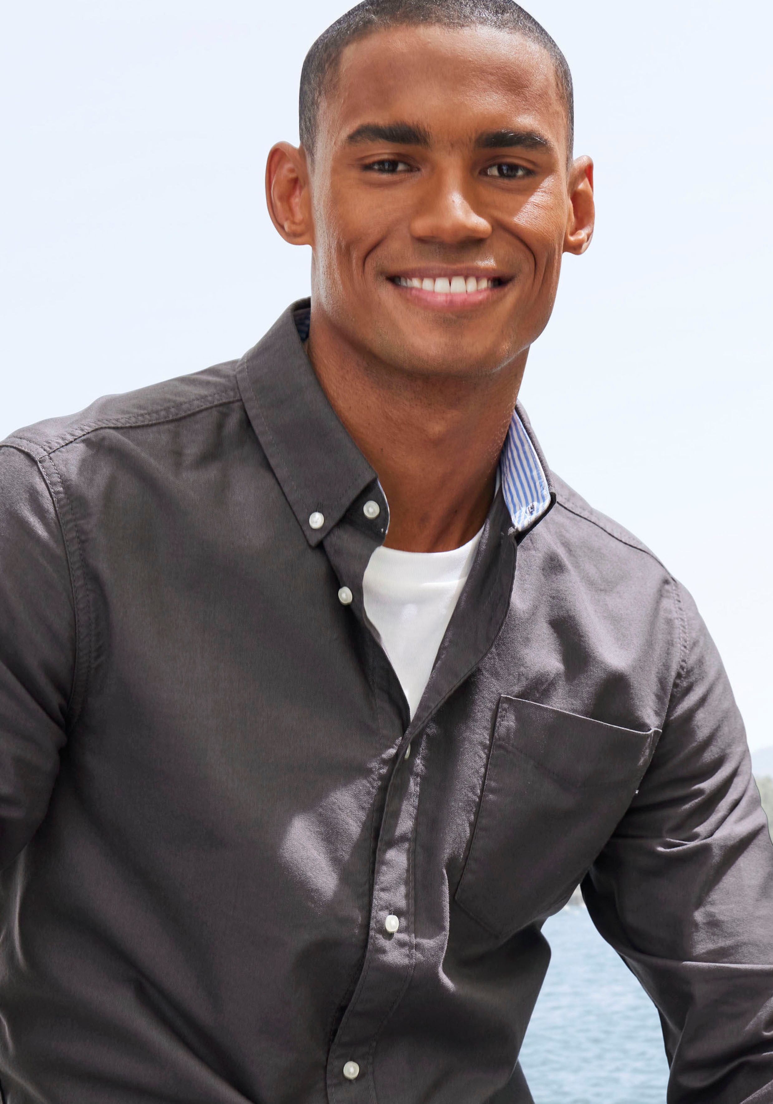 H.I.S Overhemd met lange mouwen Regular fit met button-down kraag, 100% katoen