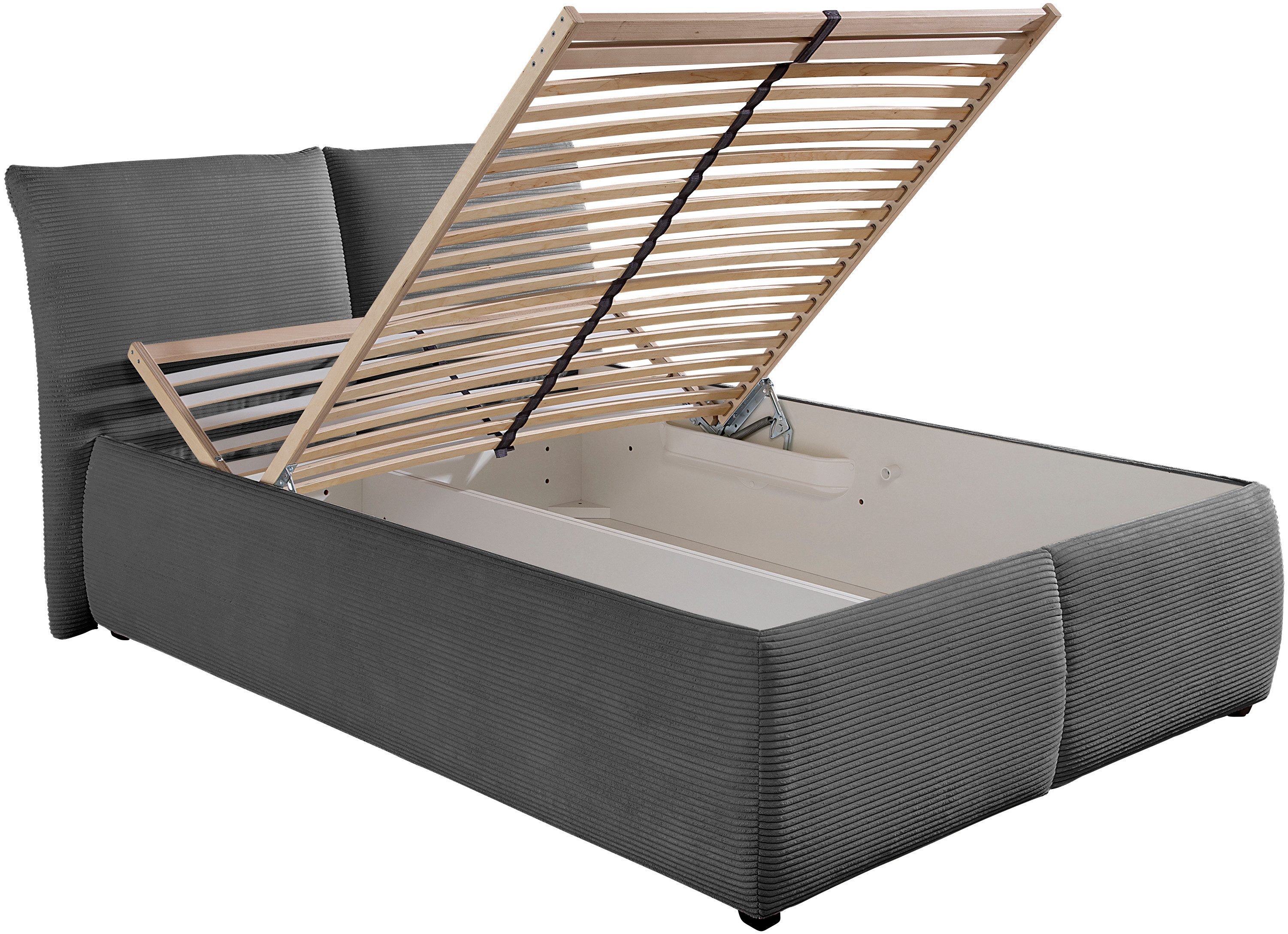 Maintal Gestoffeerd bed Wiesenbach, met cord-stof optioneel in hardheidsgraad h2, h3 of h4