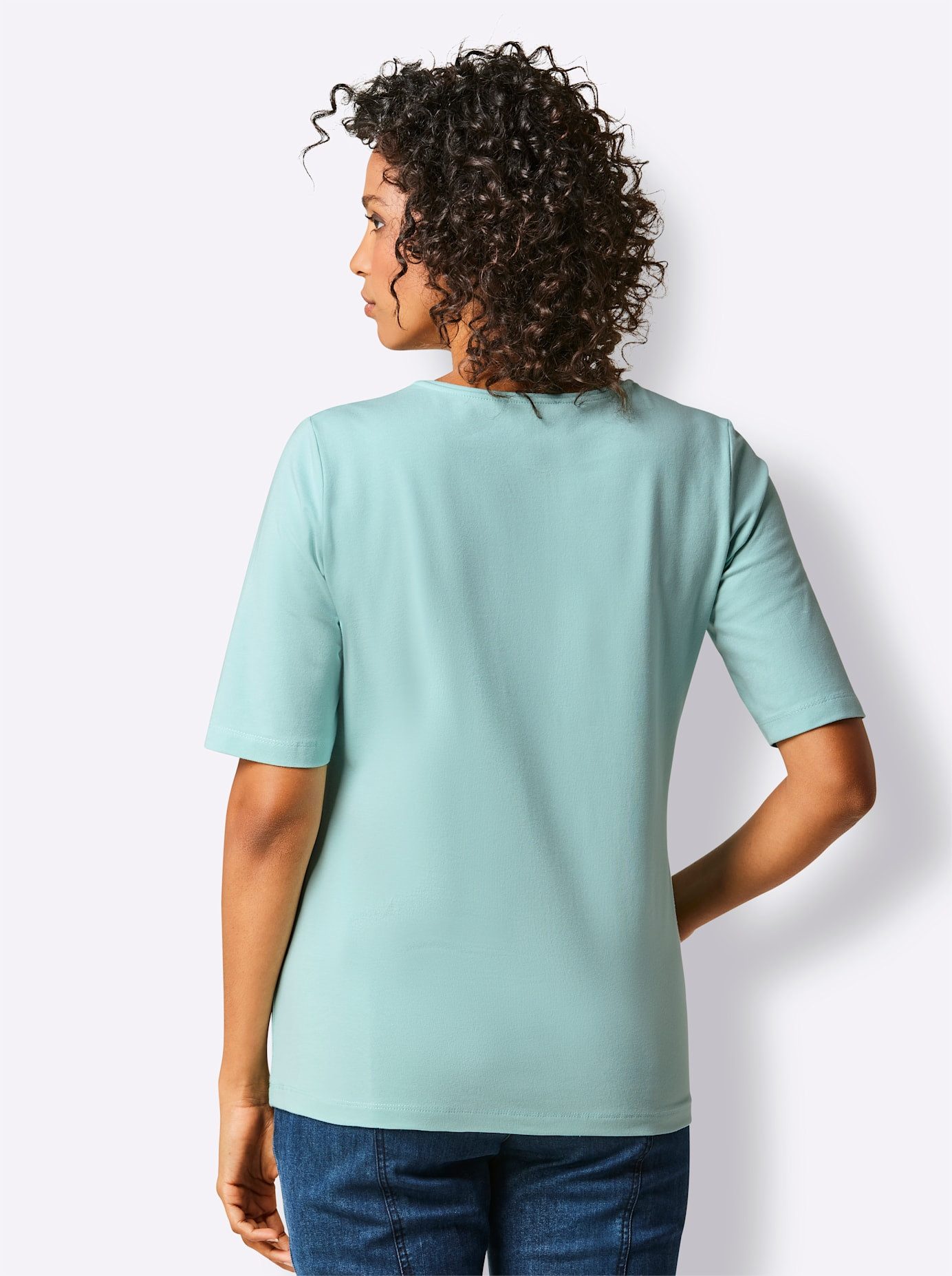 CREATION L PREMIUM Shirt met V-hals Pima-katoenen shirt (1-delig)