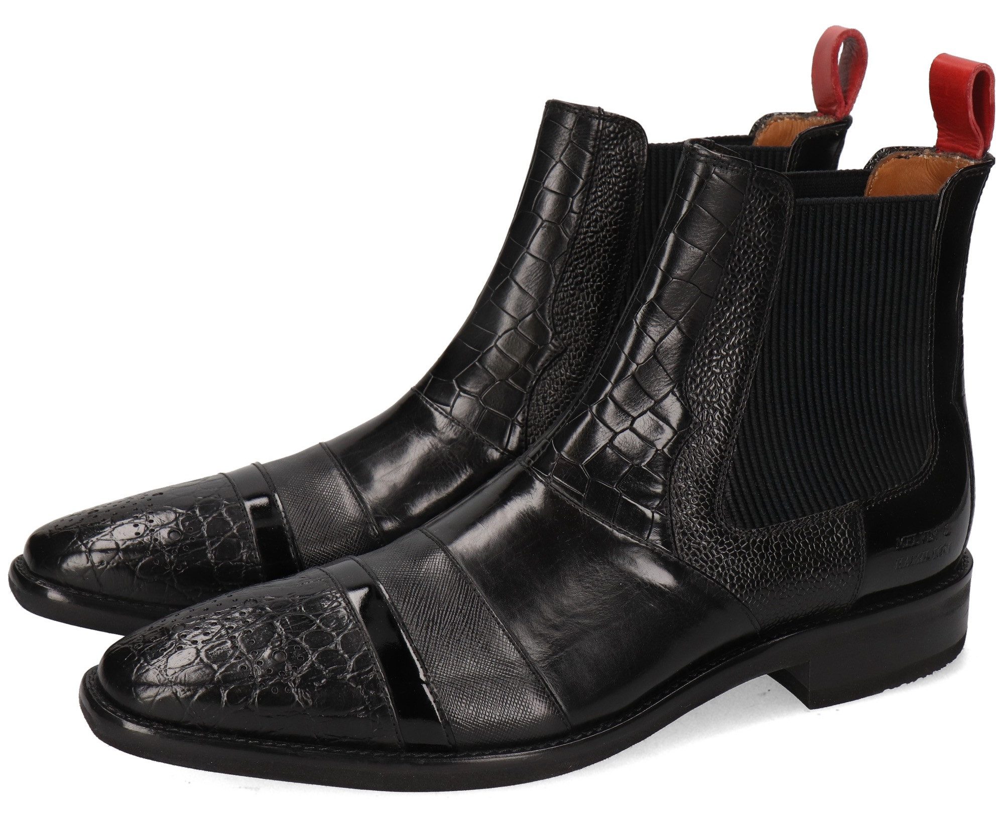Melvin & Hamilton Chelsea-boots Elvis 12 - plantaardig gelooid Business schoen, pak schoen, enkellaars met reptielenprint