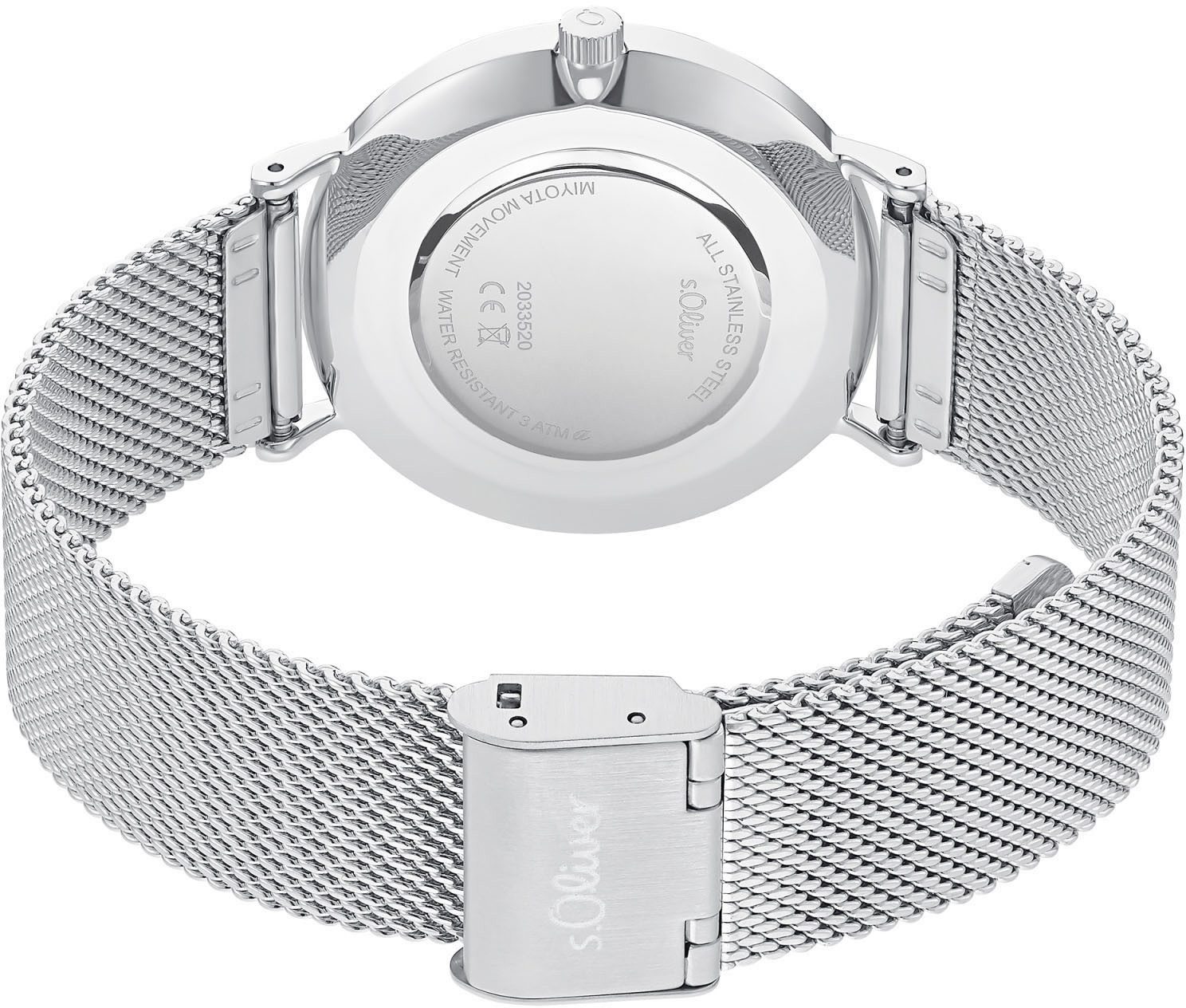 s.Oliver Kwartshorloge Horloge, dameshorloge, analoog, stalen armband
