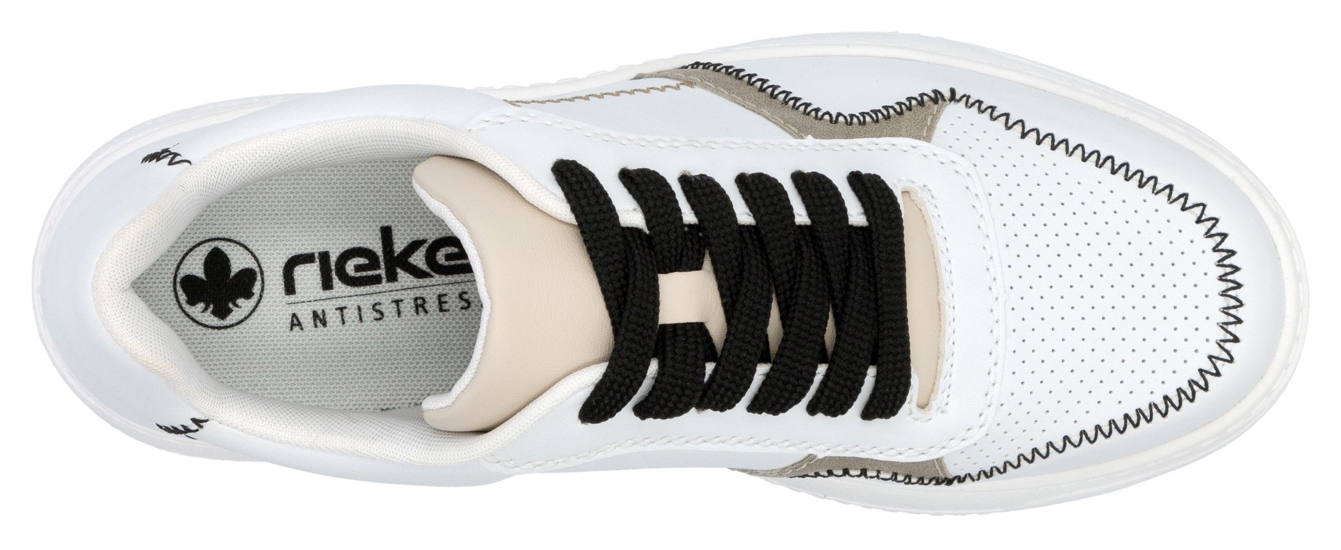 Rieker Plateausneakers , sleehak sneaker, veterschoen, lage schoen met modieuze contrastdetails