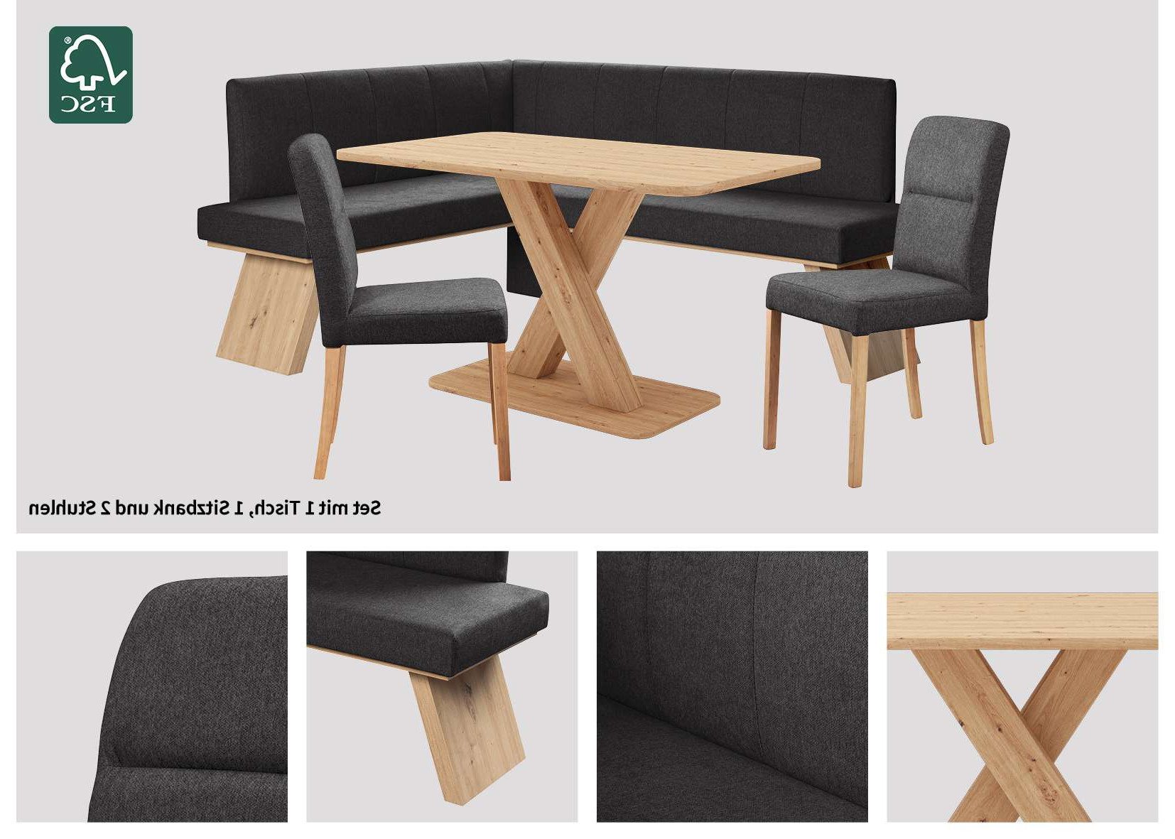 Home affaire Eethoek Nina Eetkamer zitgroep stoelen tafel en bank comfortabel gepolsterd (4-delig)