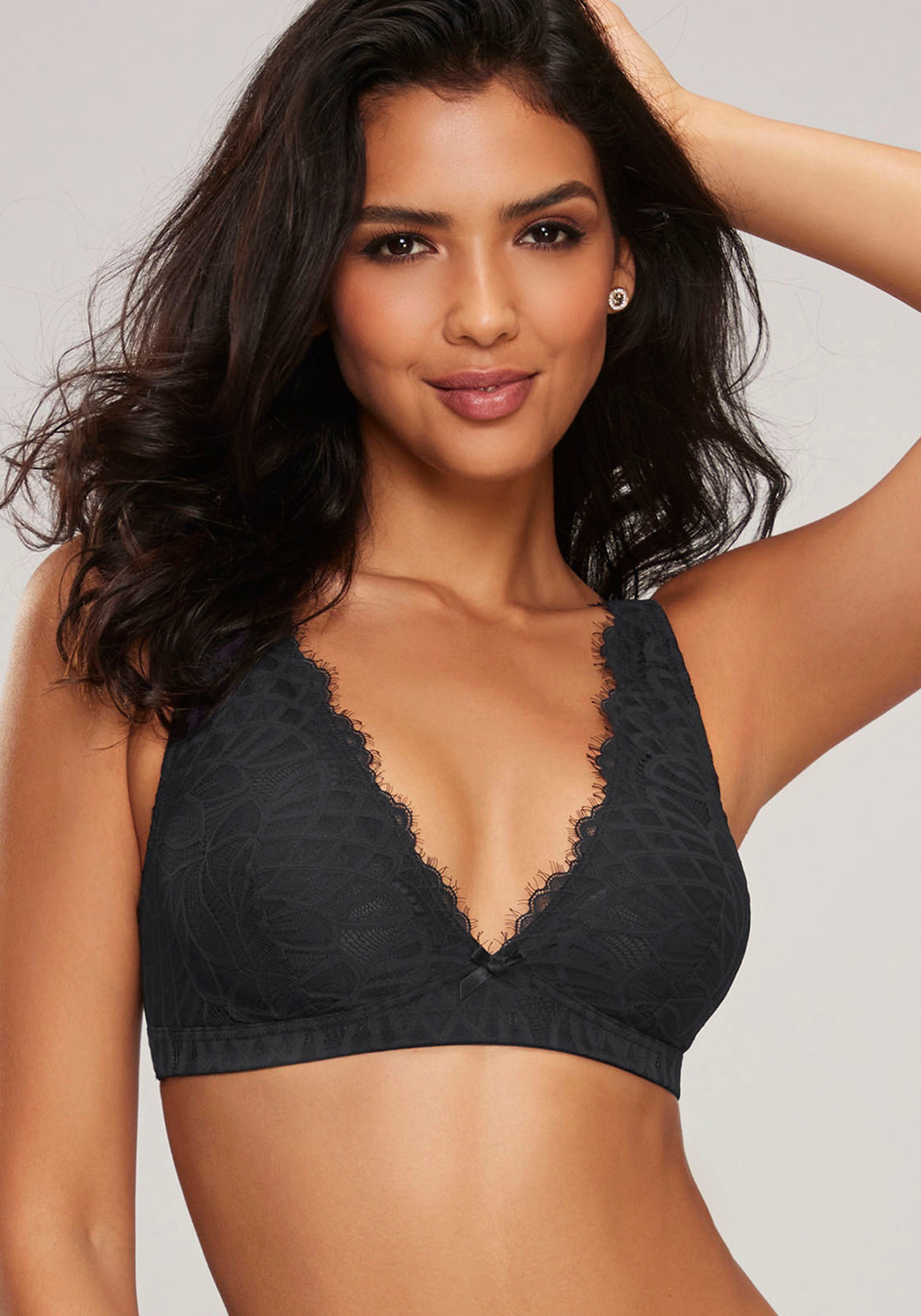 Lascana Bralette-bh Cara zonder beugel in edele high-apex ontwerp, sexy lingerie
