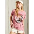 superdry t-shirt vl itago tee met groot merkopschrift roze