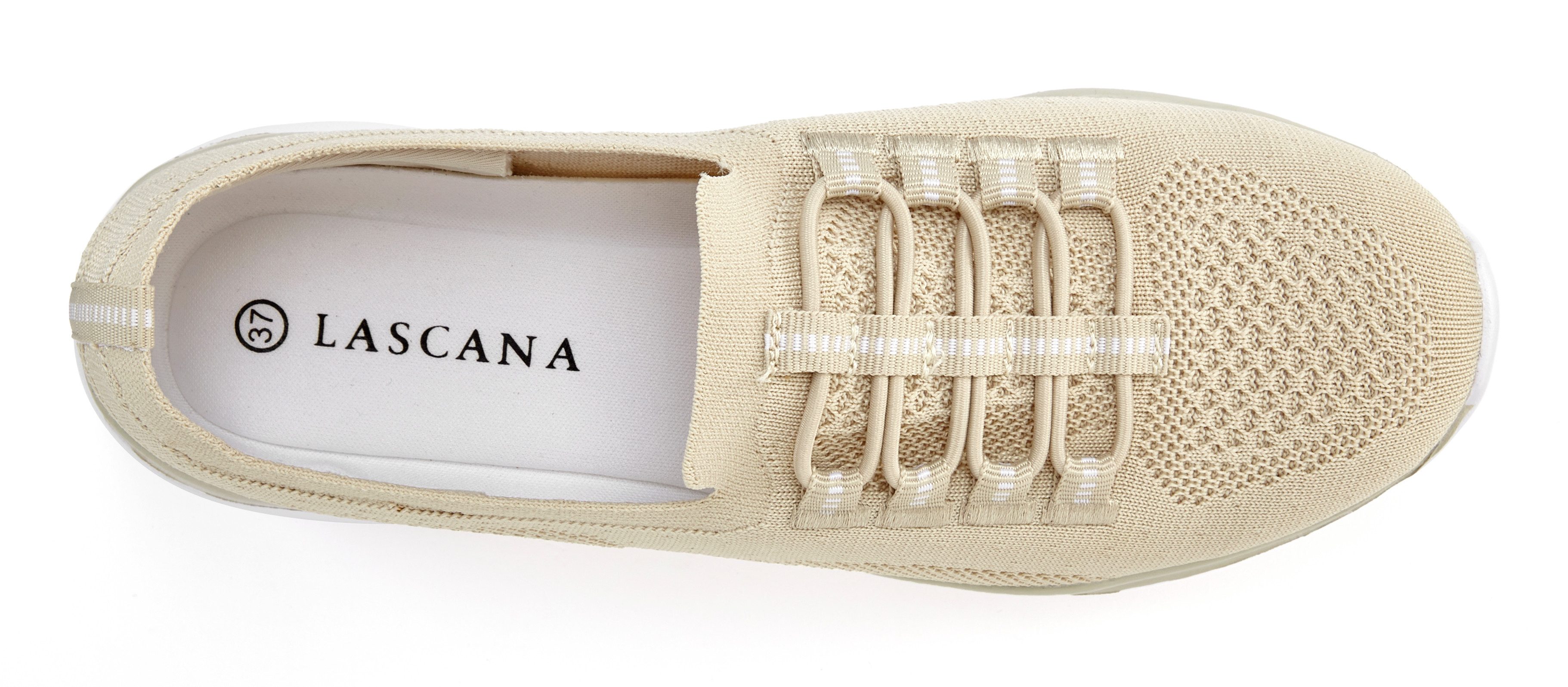 Lascana Sneakers Slipper, halfschoen, licht mesh materiaal om in te stappen met elastische veters vegan
