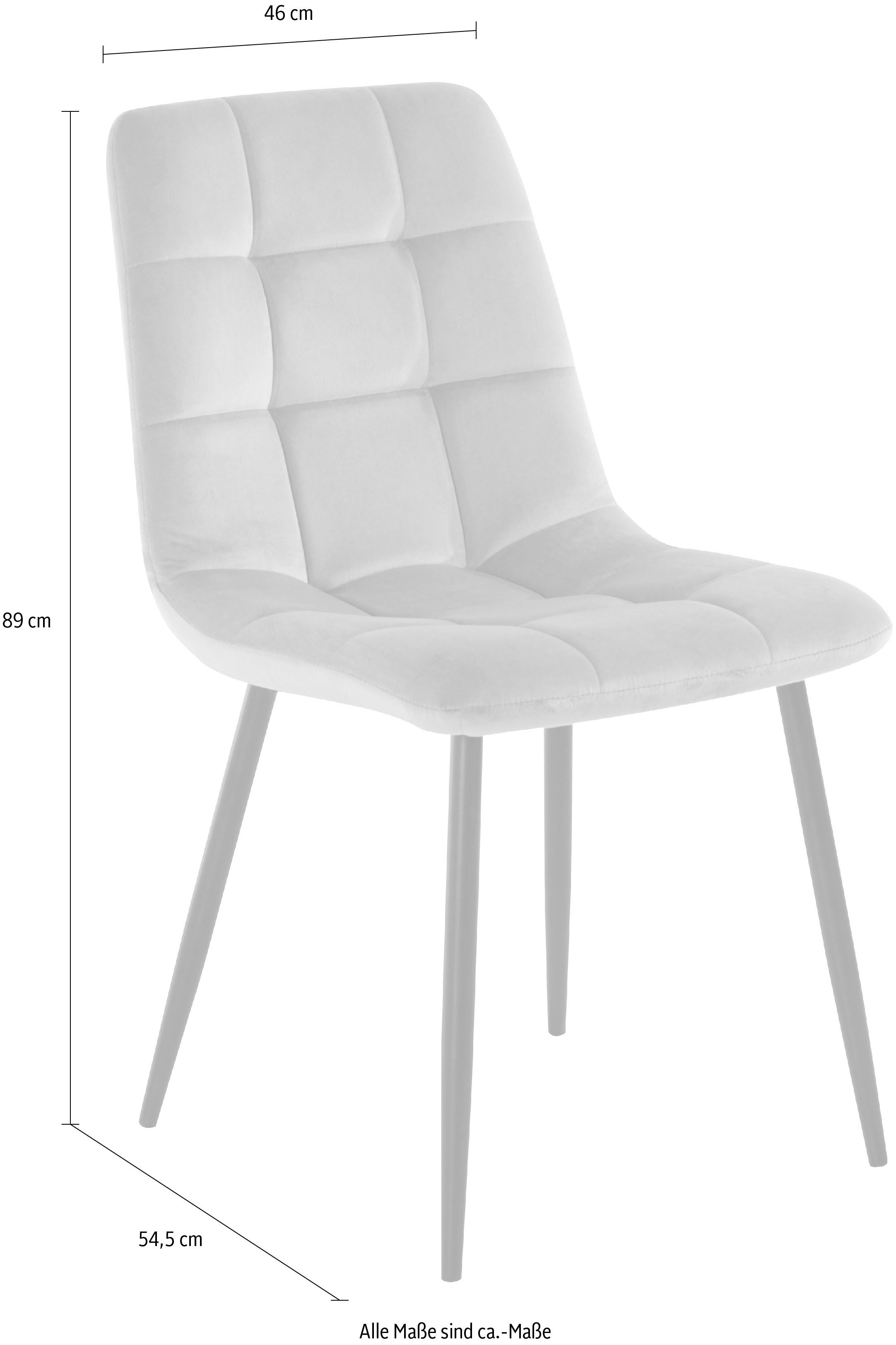 Home affaire Eetkamerstoel Parma Bekleding in fluwelen stof, keukenstoel (set, 2 stuks)