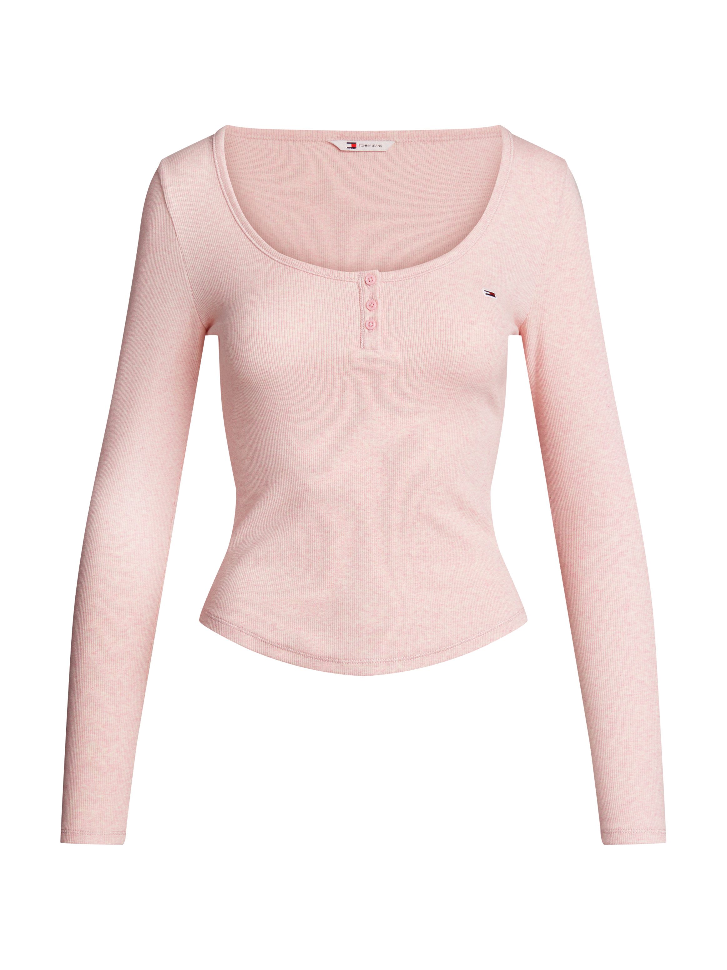 TOMMY JEANS Shirt met lange mouwen TJW MELANGE HENLEY LS EXT in gemêleerde look, met logo-borduursel