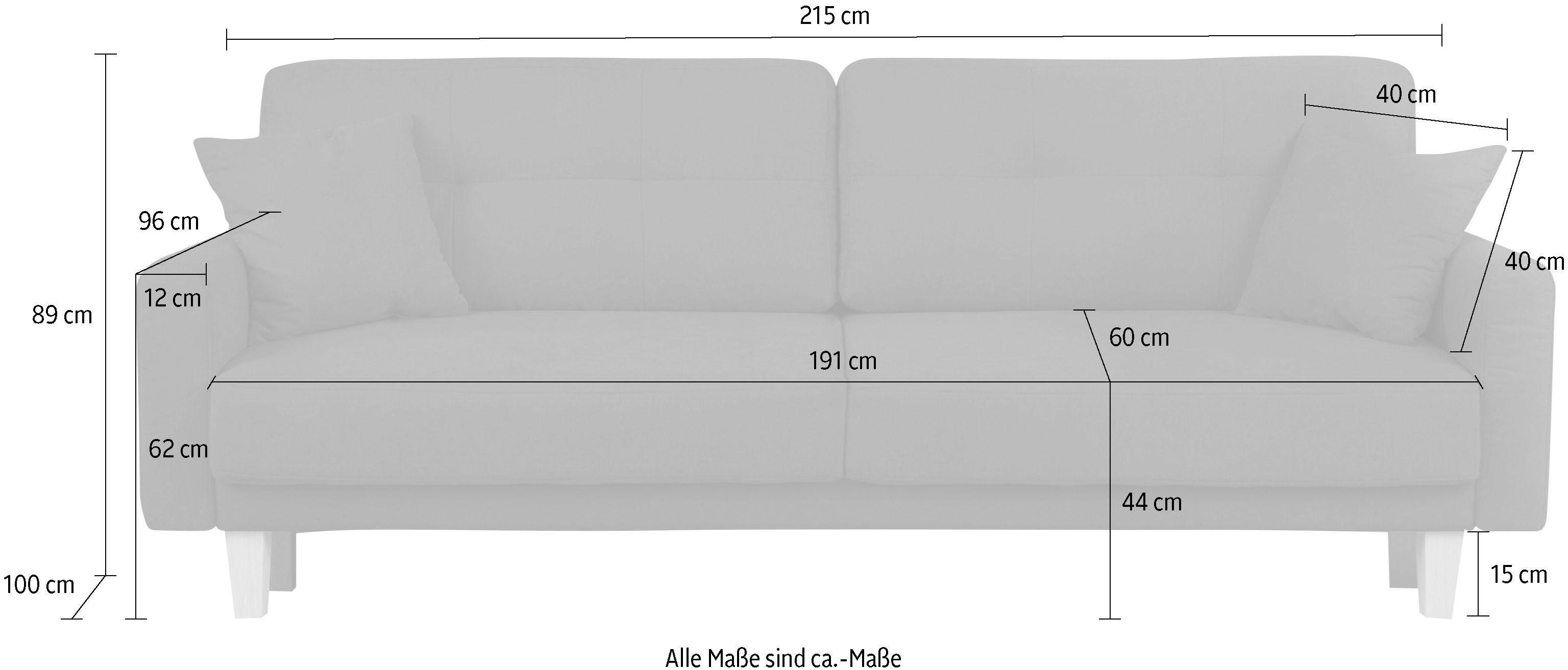 Home affaire 3-zitsbank TRIPLO optioneel slaapbank met bedlade, afmetingen B/D/H: 215/100/89 cm