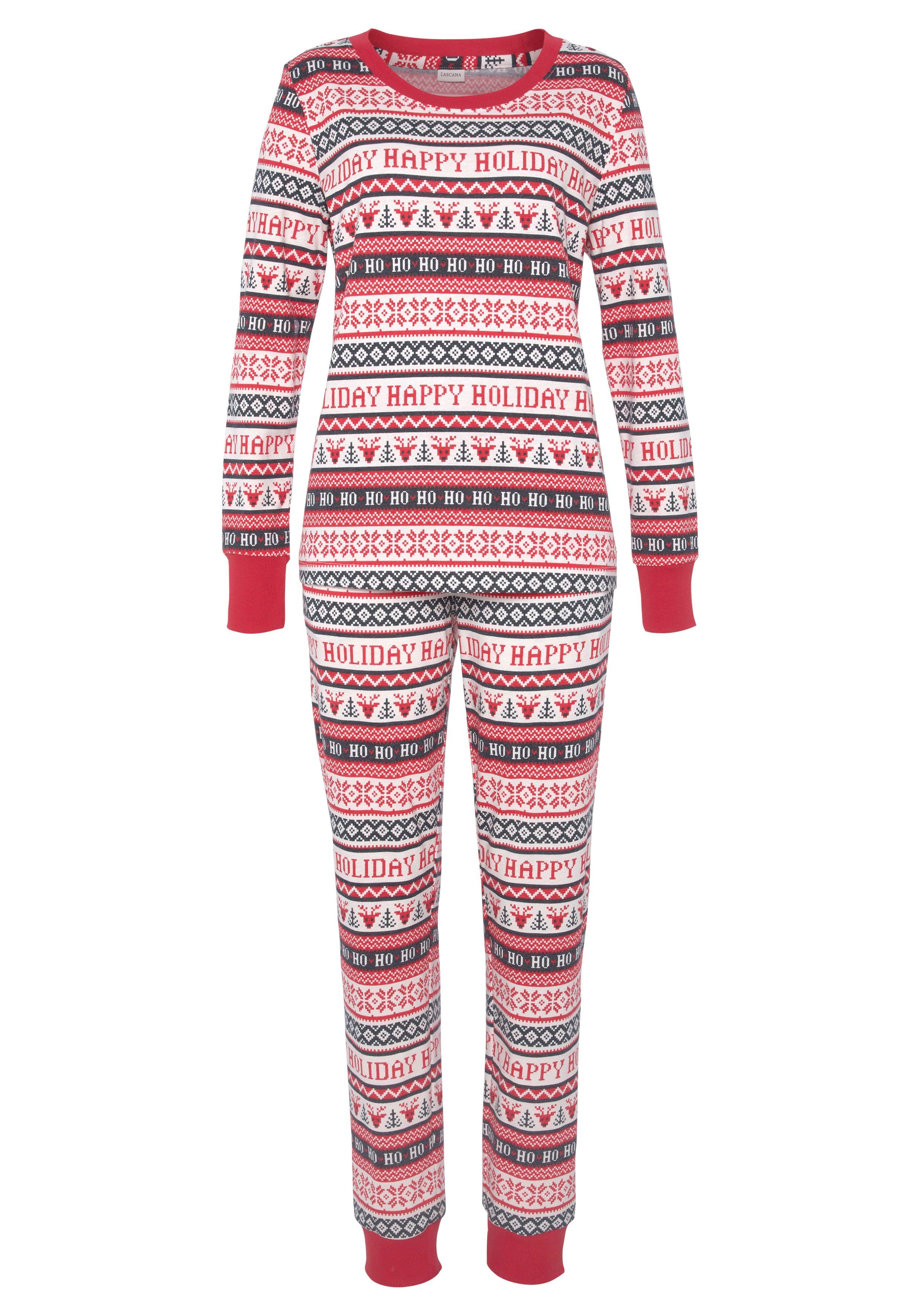 Lascana Pyjama met winterse print (2-delig)
