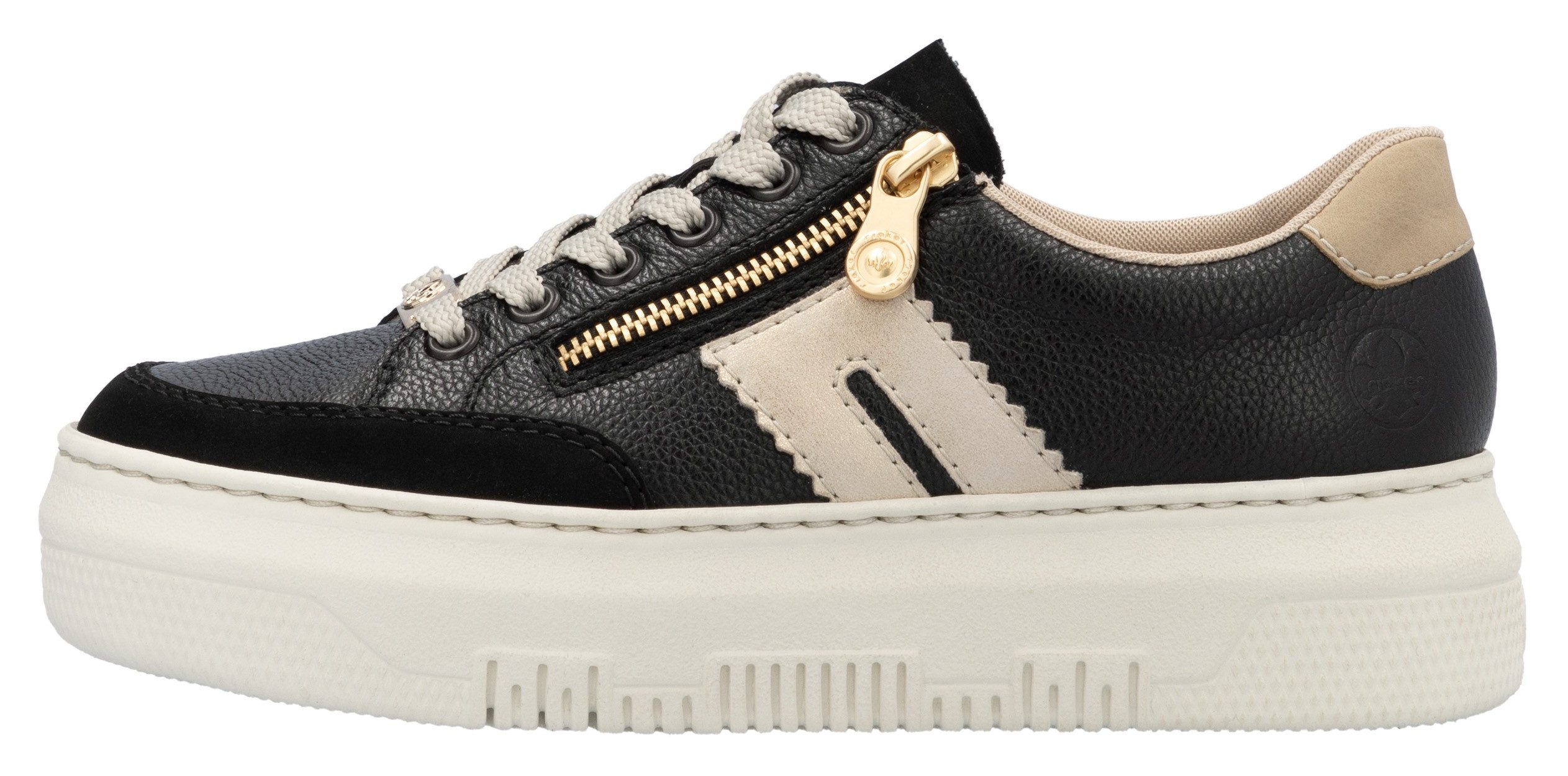 Rieker Plateausneakers , veterschoenen, lage schoen, vrijetijdsschoen met zijrits