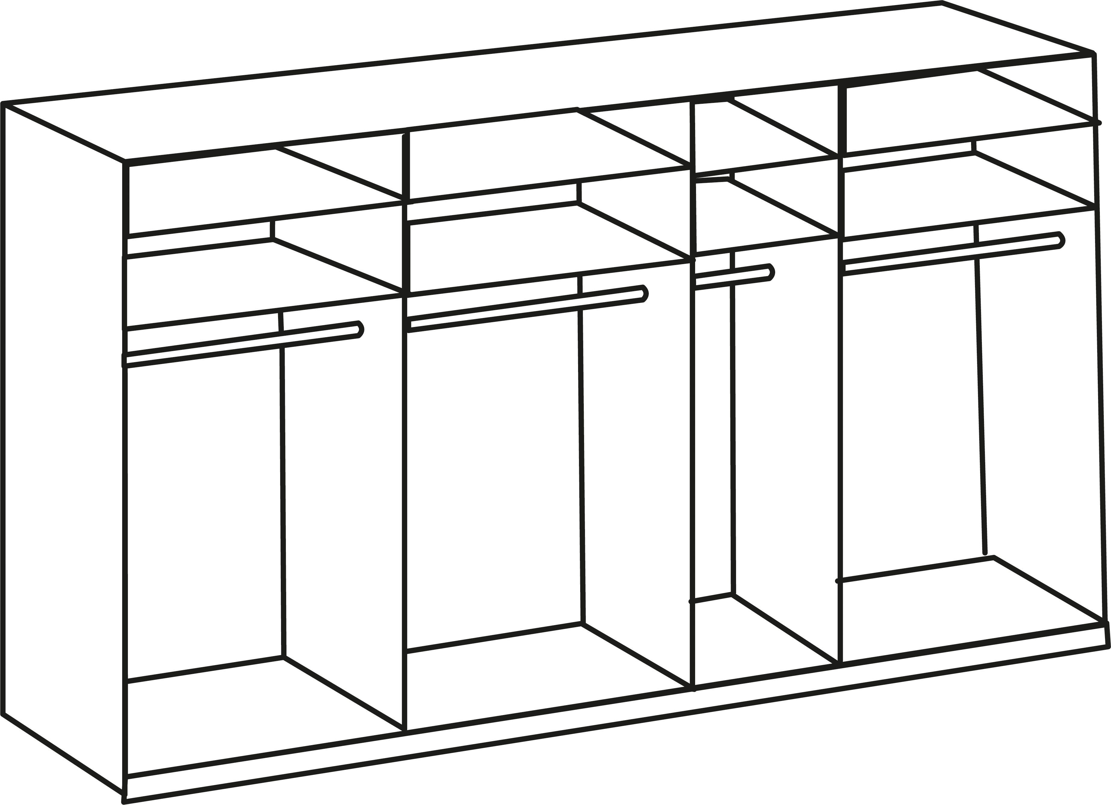 Wimex Zweefdeurkast Level by fresh to go met glazen deuren en synchroon openen