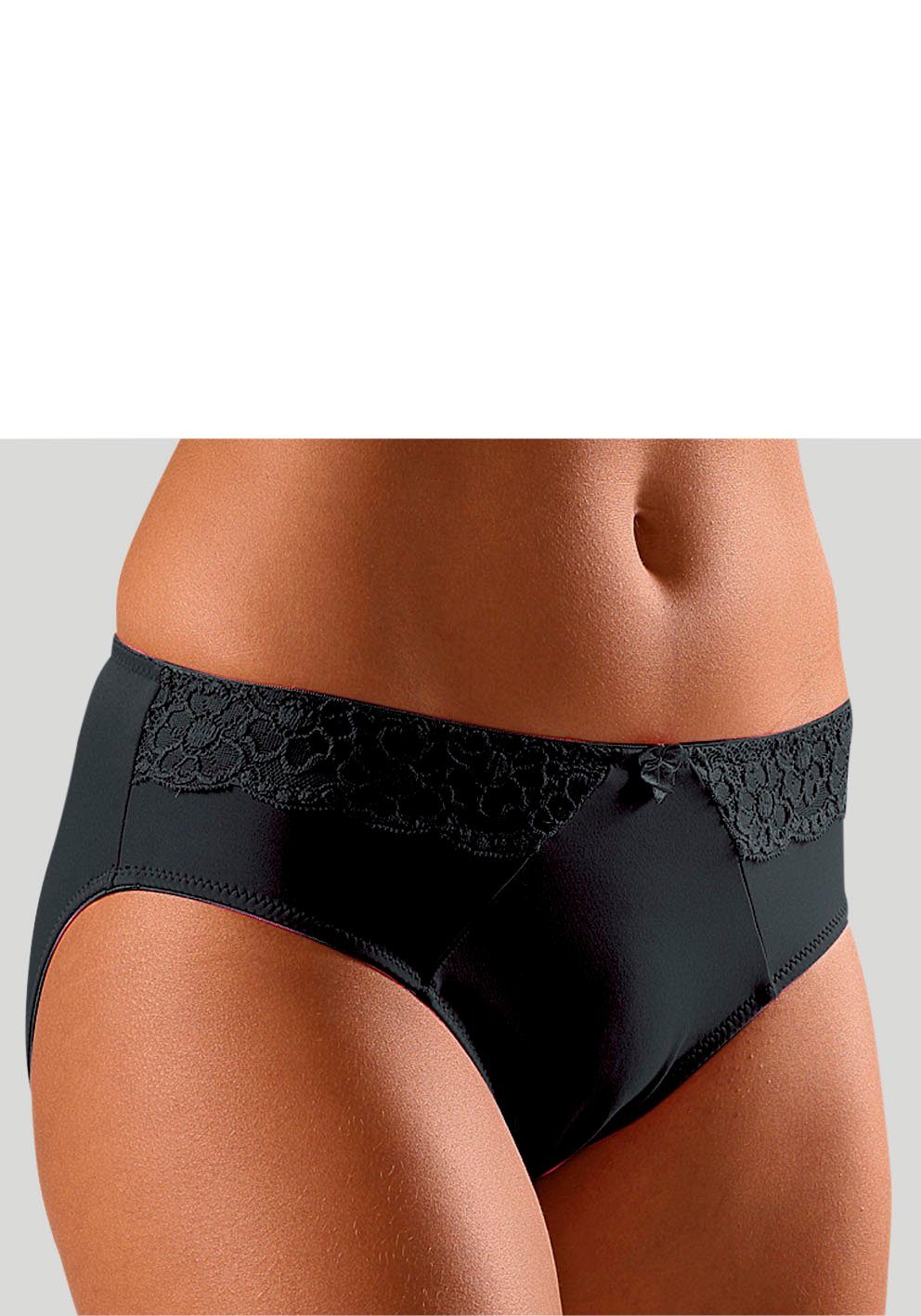 Lascana Slip met kanten inzetten opzij dames slips maat 56/58 zwart