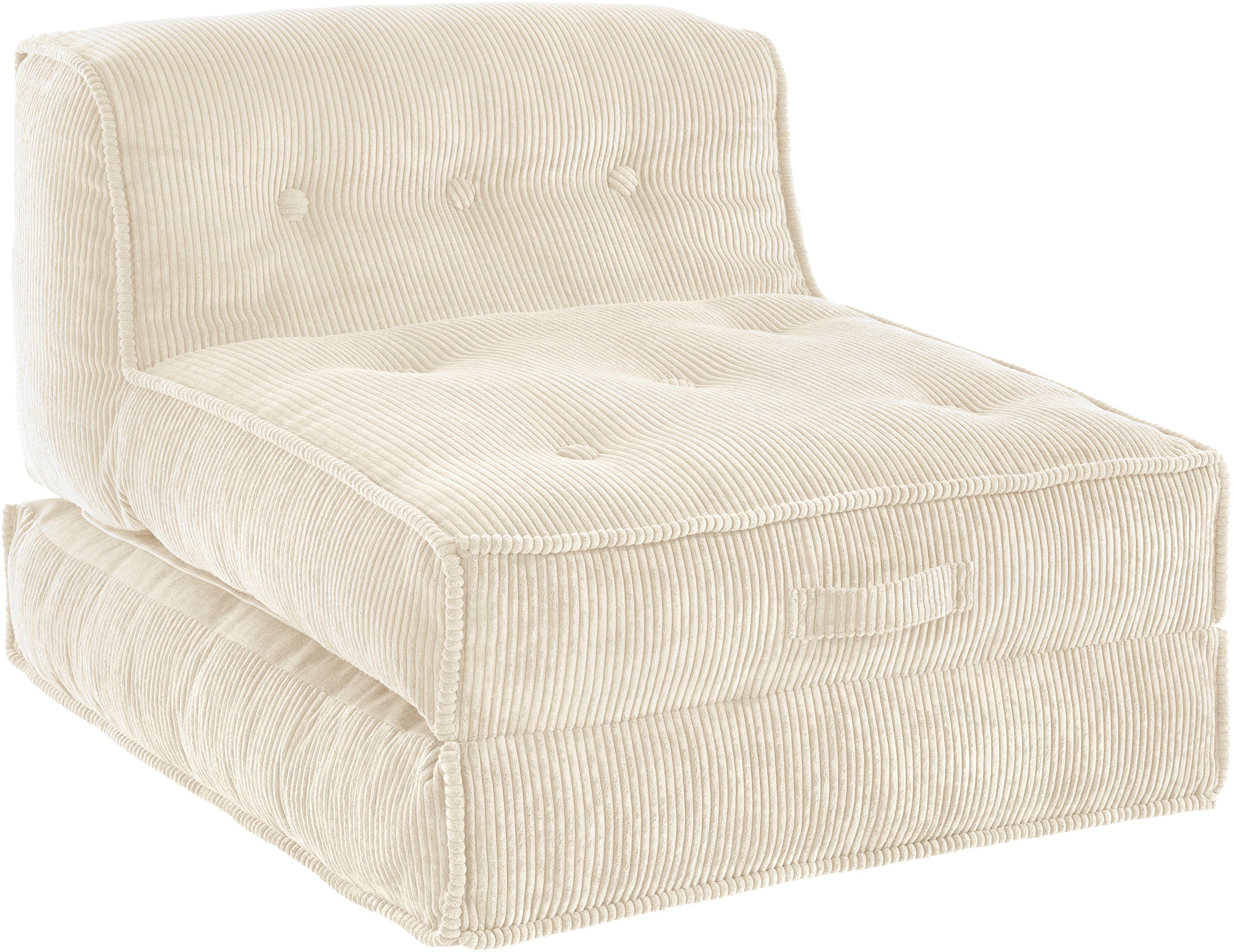 INOSIGN Fauteuil Pia Loungestoel van corduroy, in 2 maten, poef-functie.