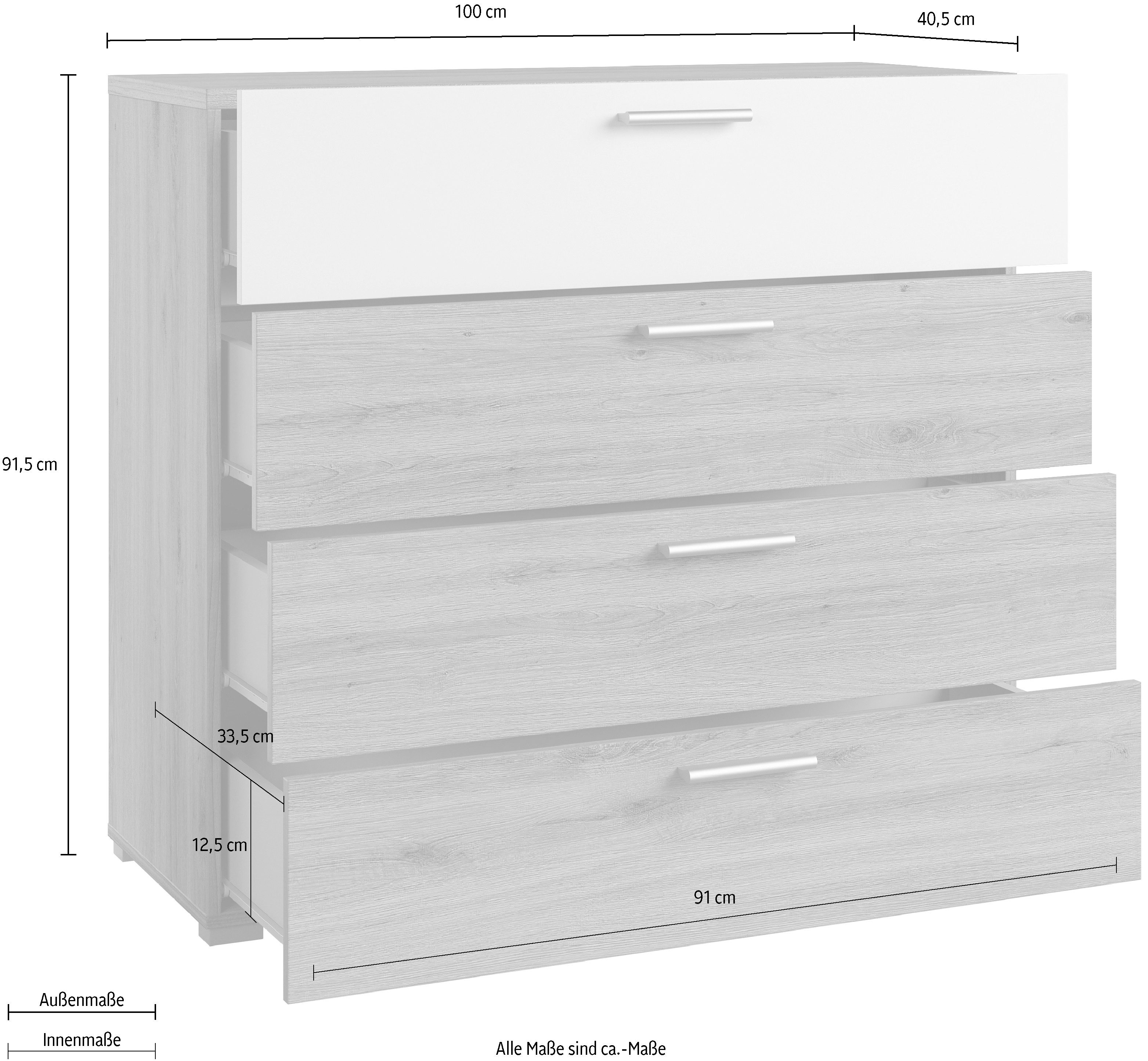 Home affaire Ladekast Bitry, breedte 100 cm, sideboard met lades, veel opbergruimte
