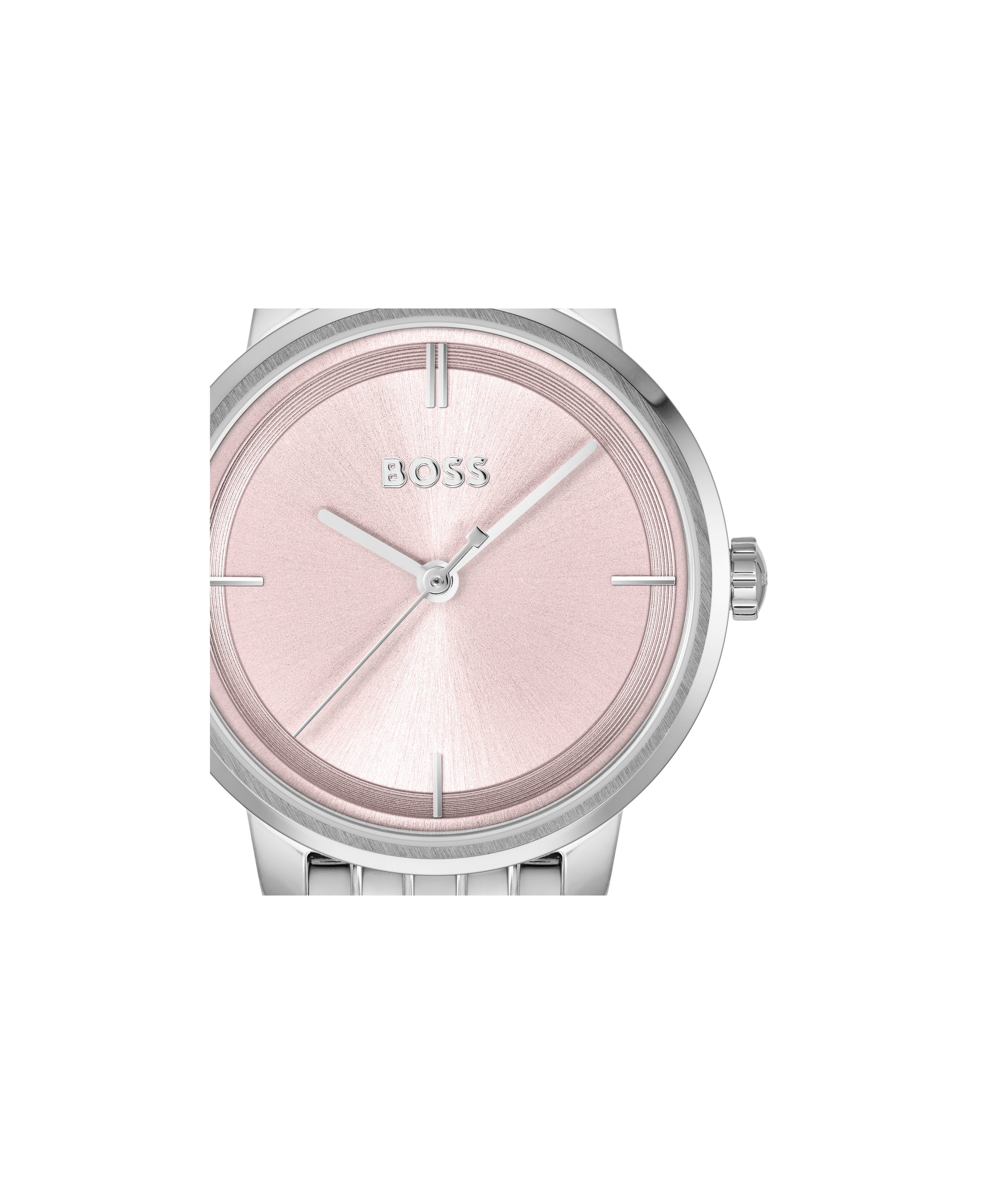 Boss Kwartshorloge Lucia Horloge, dameshorloge, lederen armband, analoog, glasstenen
