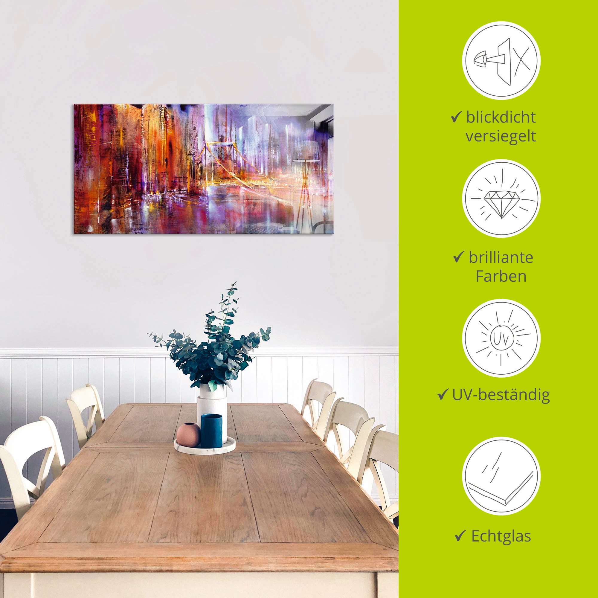 Artland Print op glas Stadsbeeld II in verschillende maten