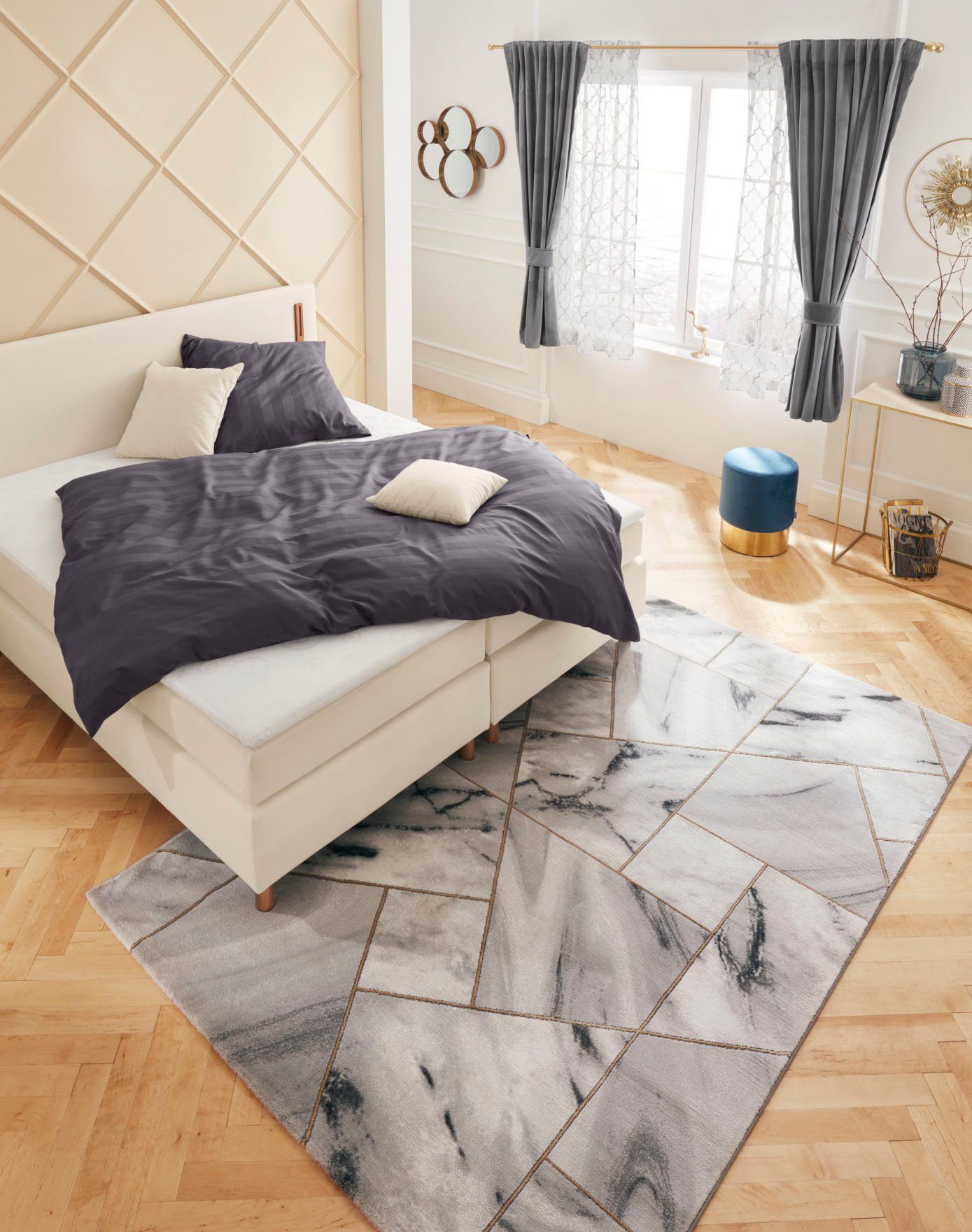 my home Vloerkleed Lerina Marmer-design, geometrisch motief, reliëfeffect, korte pool