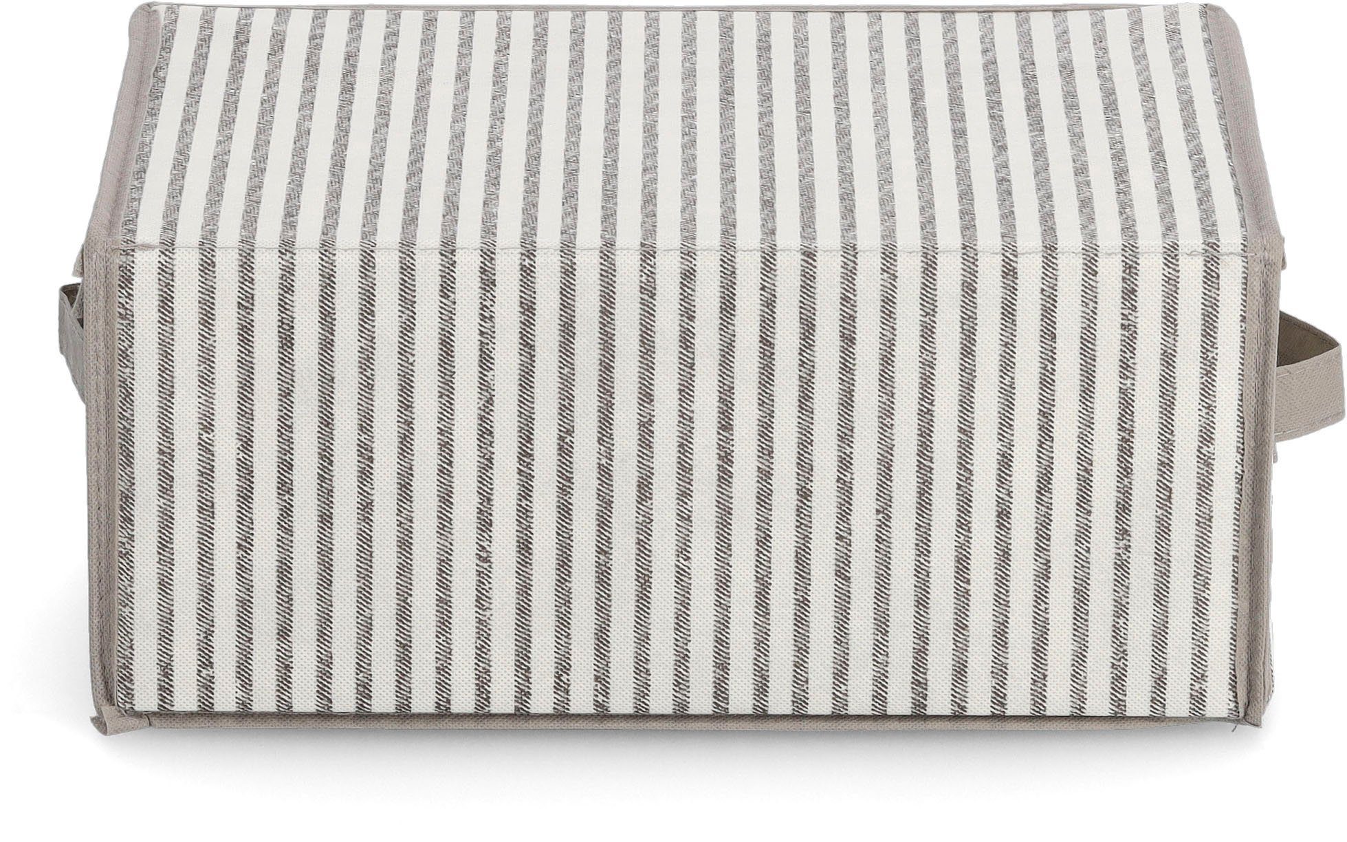 Zeller Present Opbergbox Strepen Fleece, beige