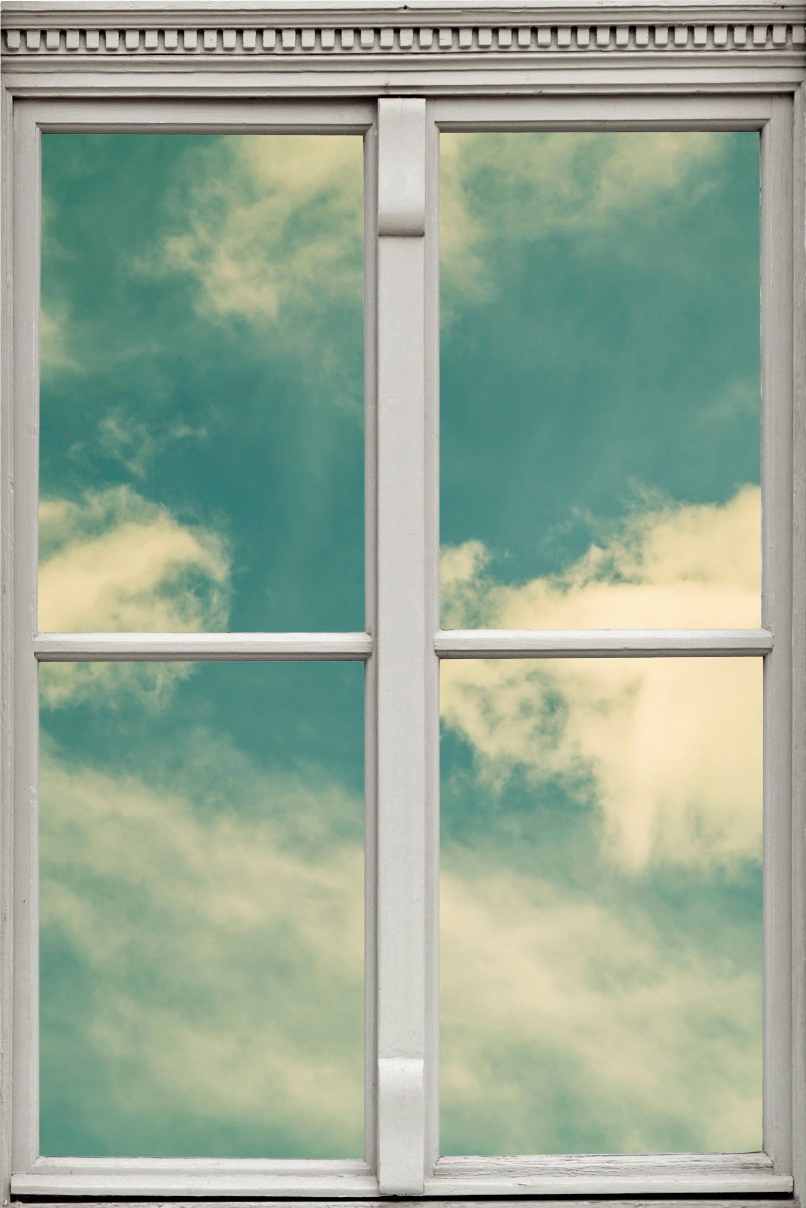 queence Wandfolie Wolkenhemel Muursticker, muurdecoratie, zelfklevend, 3D, raam wandstickers blauw