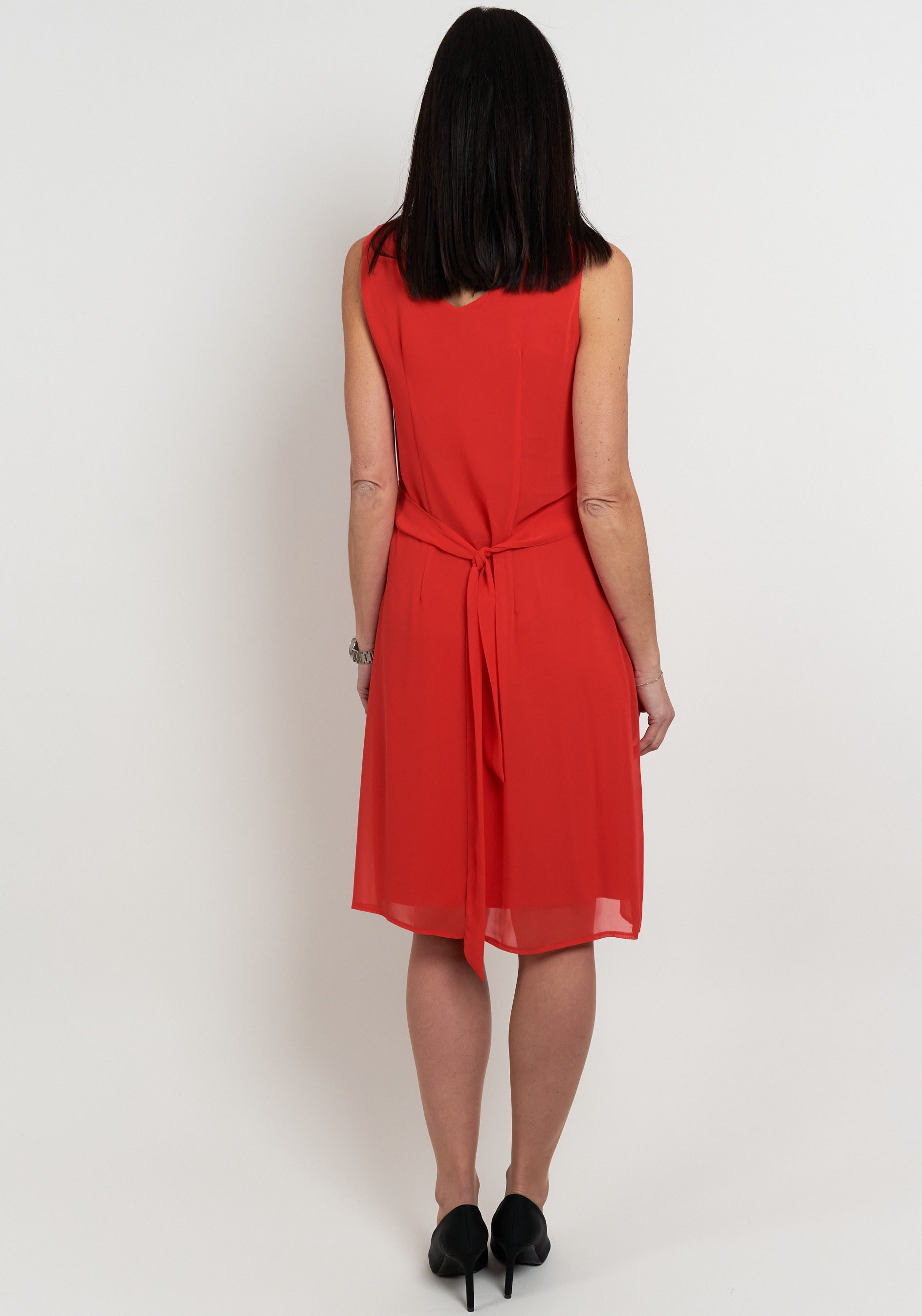 Seidel Moden Chiffon jurk met stoffen riem, made in germany
