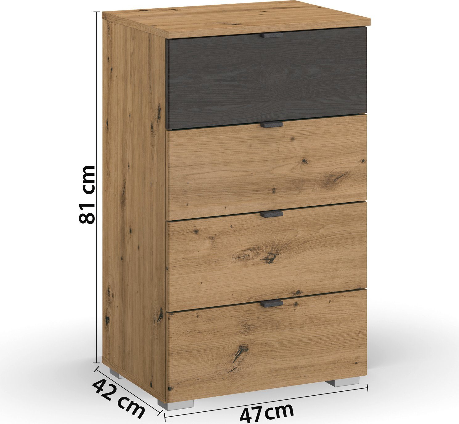 rauch Ladekast Commode Sideboard Ladecommode APOLLON met 4 lades, 1 lade in afwerking black oak made in germany