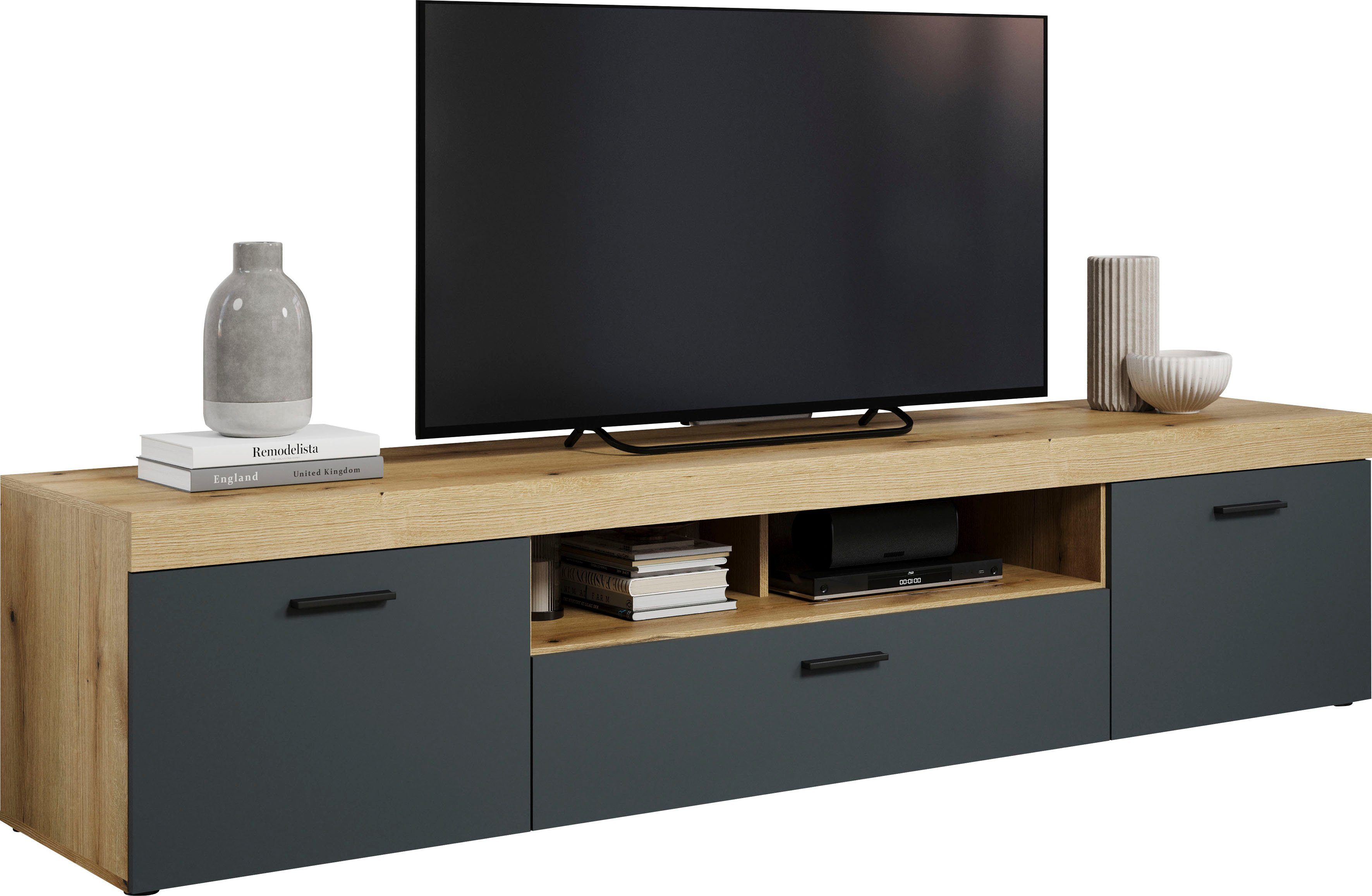Home affaire Tv-meubel Tyler TV-kast TV-lowboard, eindhoutapplicaties, breedte 230 cm (1 stuk)