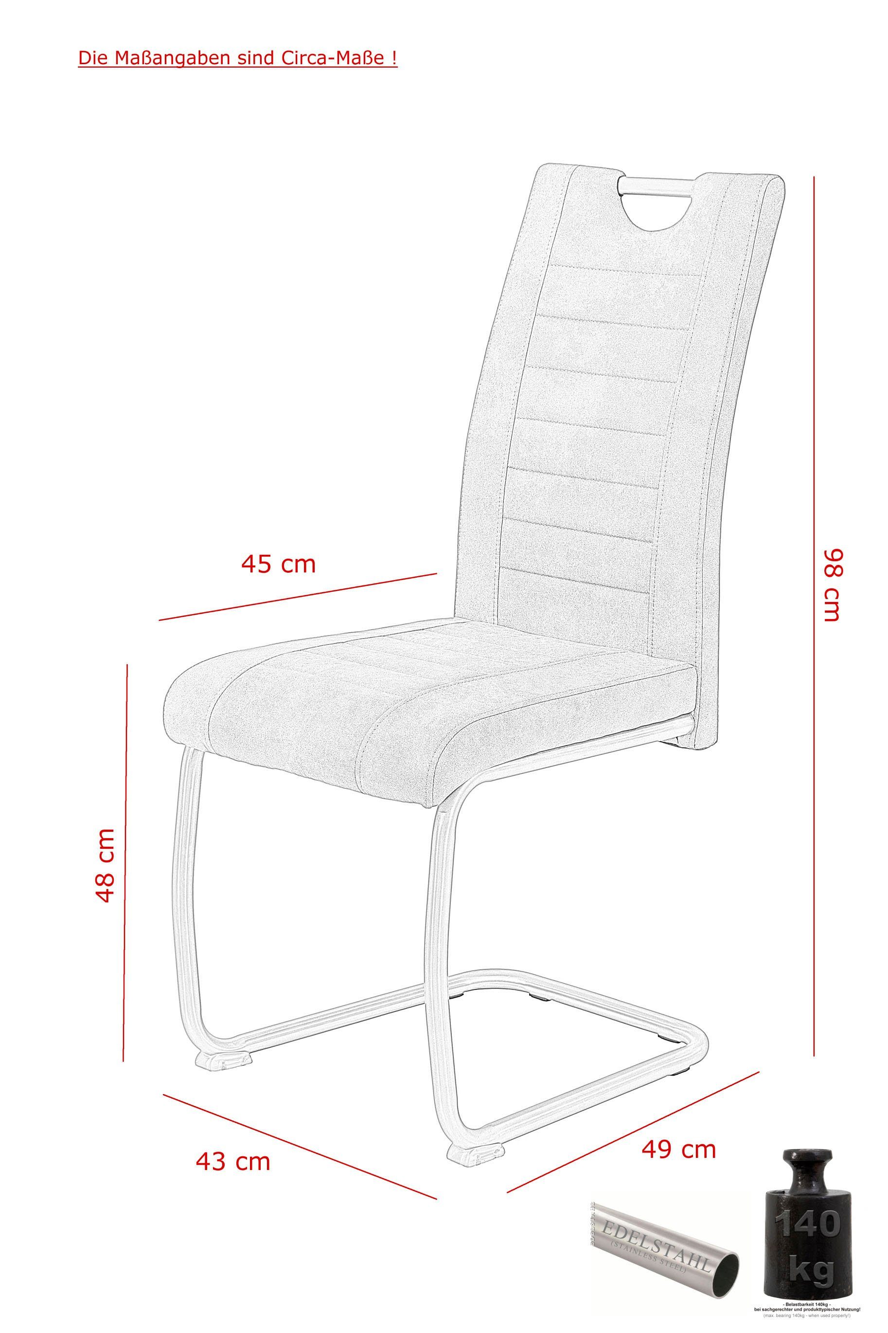 HELA Eethoek Ulla uittrekbaar 140 - 220 cm, edelstaal, 140 kg belastbaar (set, 5-delig)