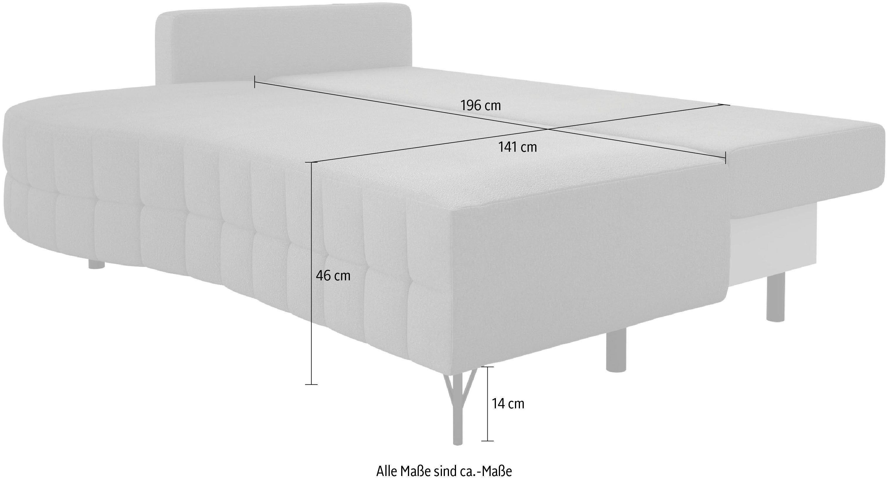 exxpo - sofa fashion Loungebank T wiggy slaapbank met bedfunctie en bedlade, comfortabele bonellvering, super zitcomfort, elegante vormtaal