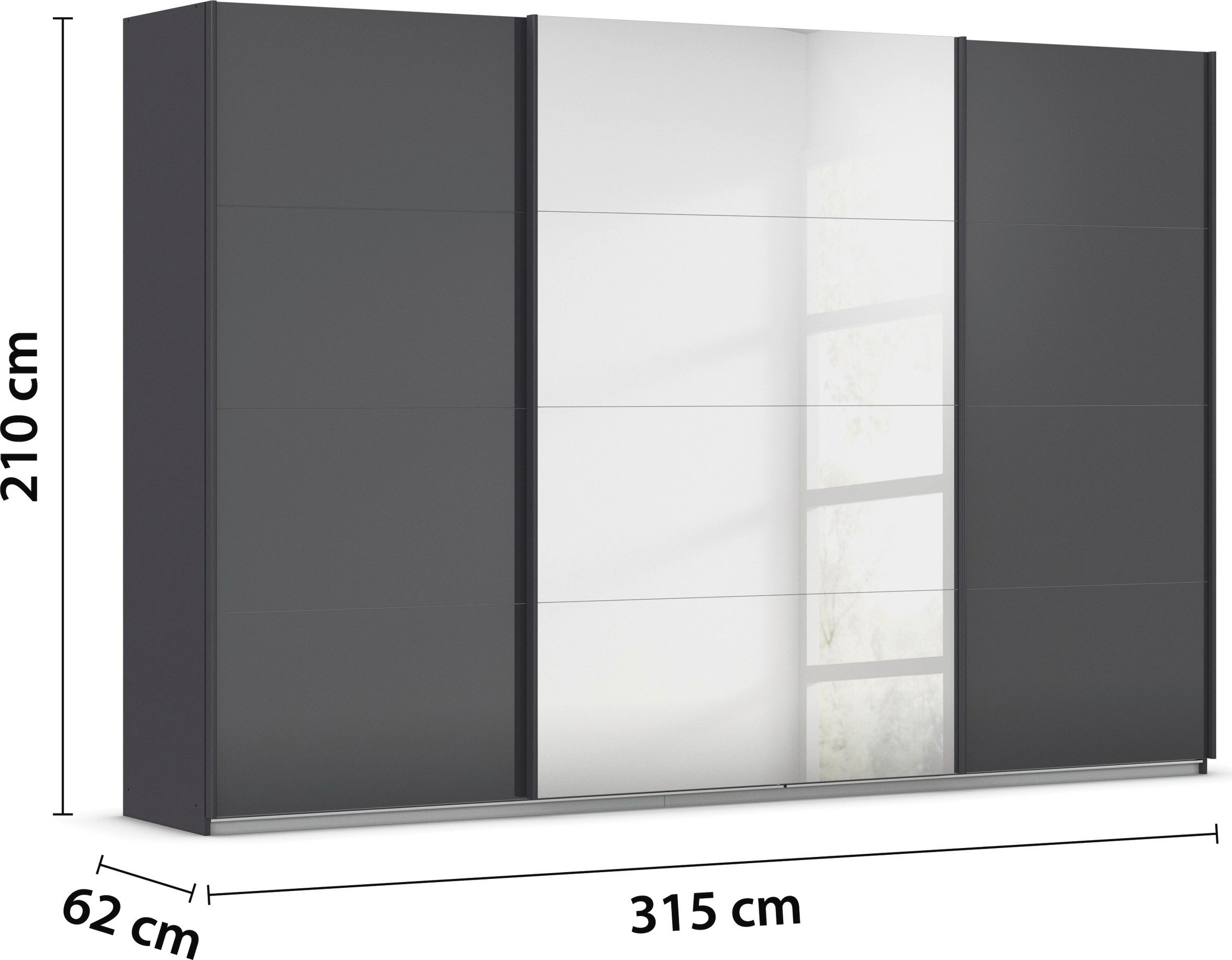 rauch Schuifdeurkast Kledingkasten kast garderobe AGORDO met glazen front doordachte binnenuitrusting, in 4 breedtes en 2 hoogtes made in germany