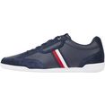 tommy hilfiger sneakers corporate mix leather cupsole met textielstrepen blauw