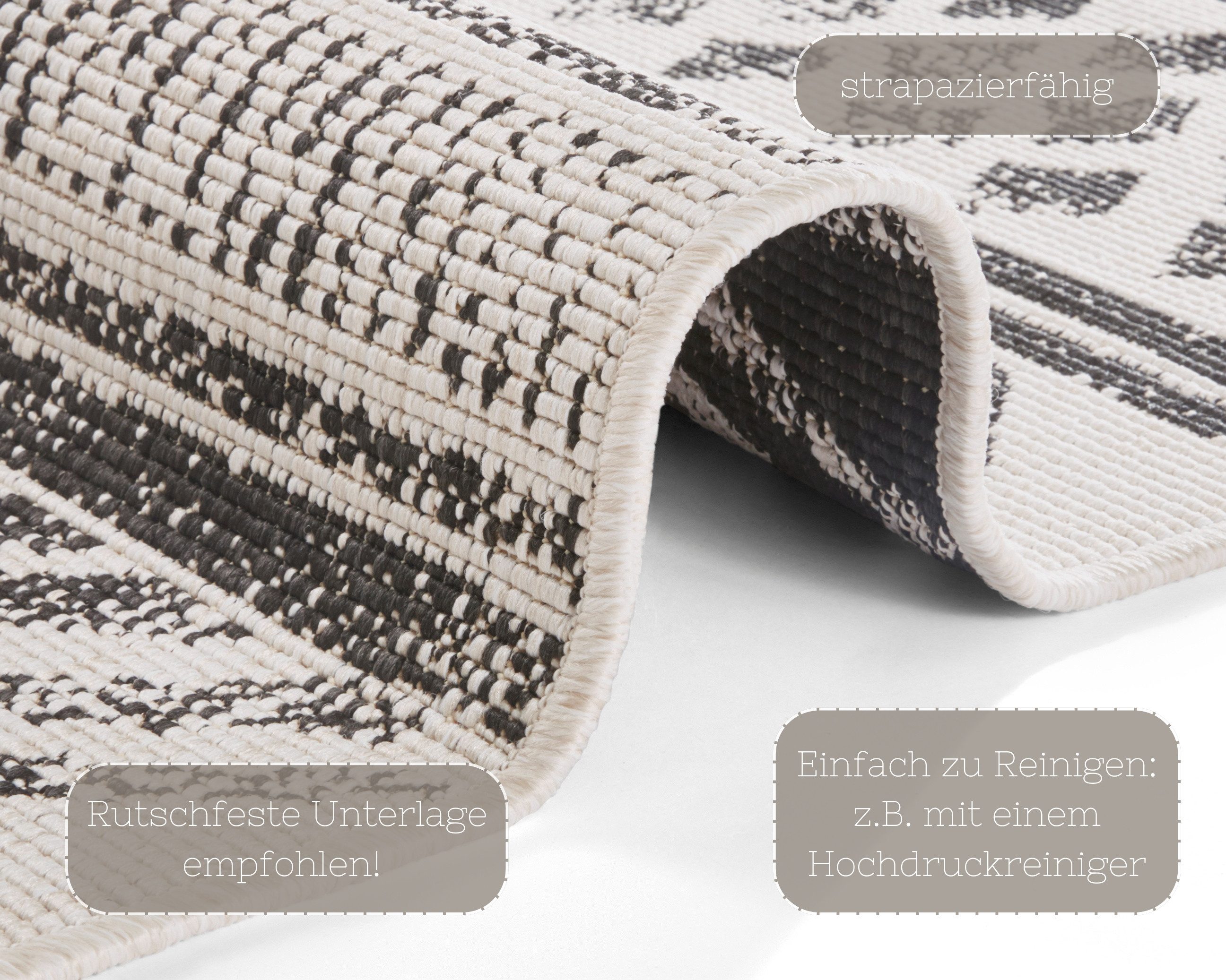 NORTHRUGS Vloerkleed BIRI tweezijdig te gebruiken kleed Binnen- en buitengebruik, weerbestendig, balkon, loper, woonkamer, waterbestendig, boho