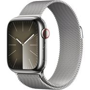 apple smartwatch watch series 9 gps + cellular 41mm edelstahl one-size milanese loop zilver