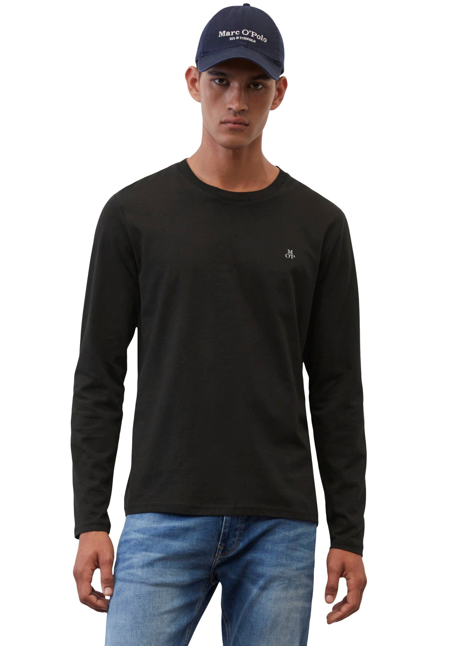 Marc O'Polo Shirt met lange mouwen met subtiele logo-print aan de voorkant