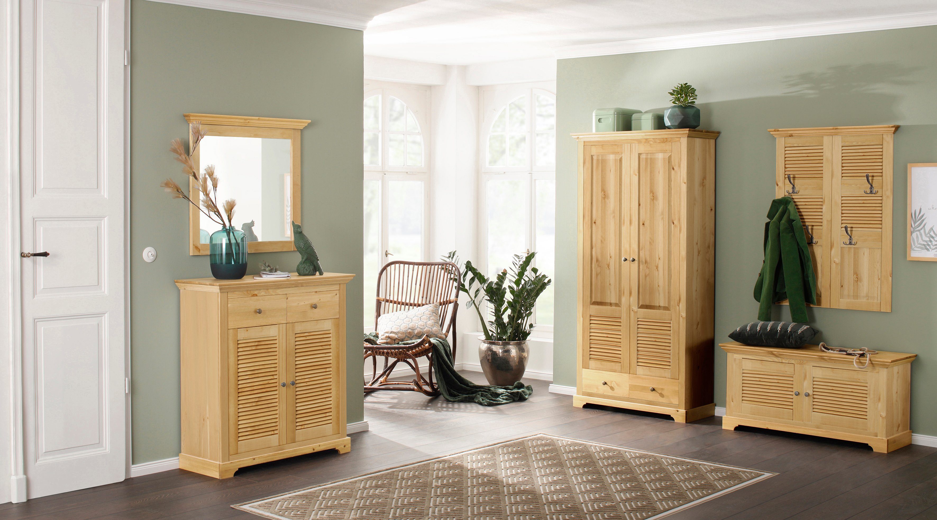 Home affaire Kapstokpaneel Ayanna Breedte 84 cm, met 4 dubbele haken, van massief grenen, FSC®