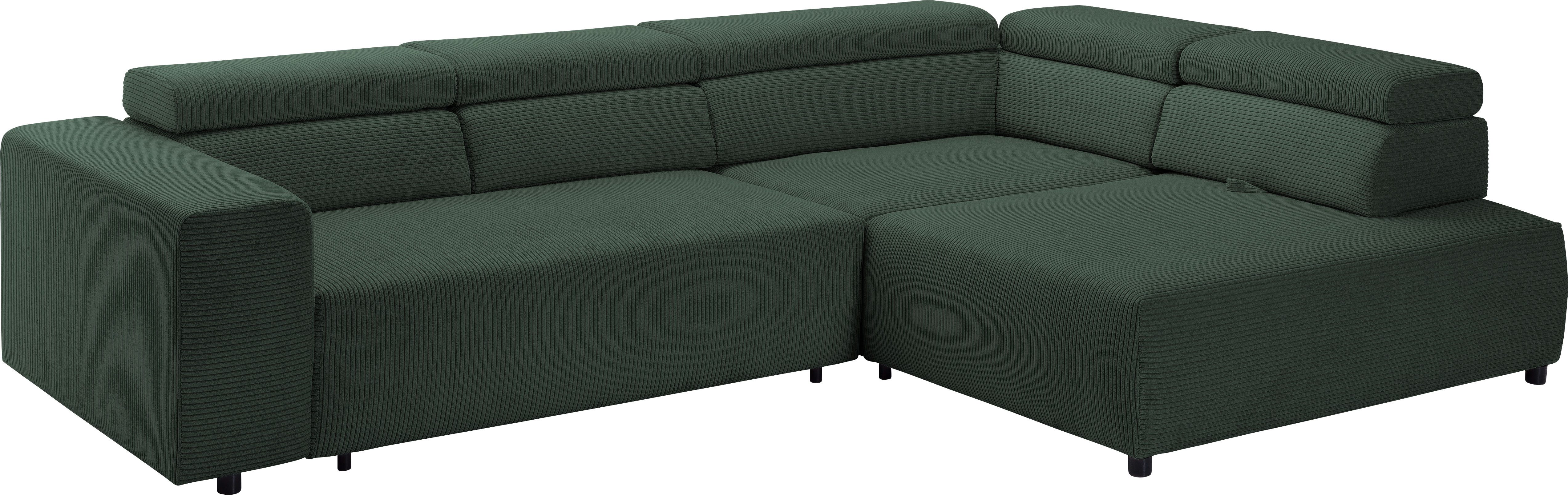 exxpo - sofa fashion Hoekbank VITTORIO met comfortfuncties, comfortabel en modern, cord, L-vorm incl. hoofdsteun- en zitdiepteverstelling, optioneel met bedfunctie