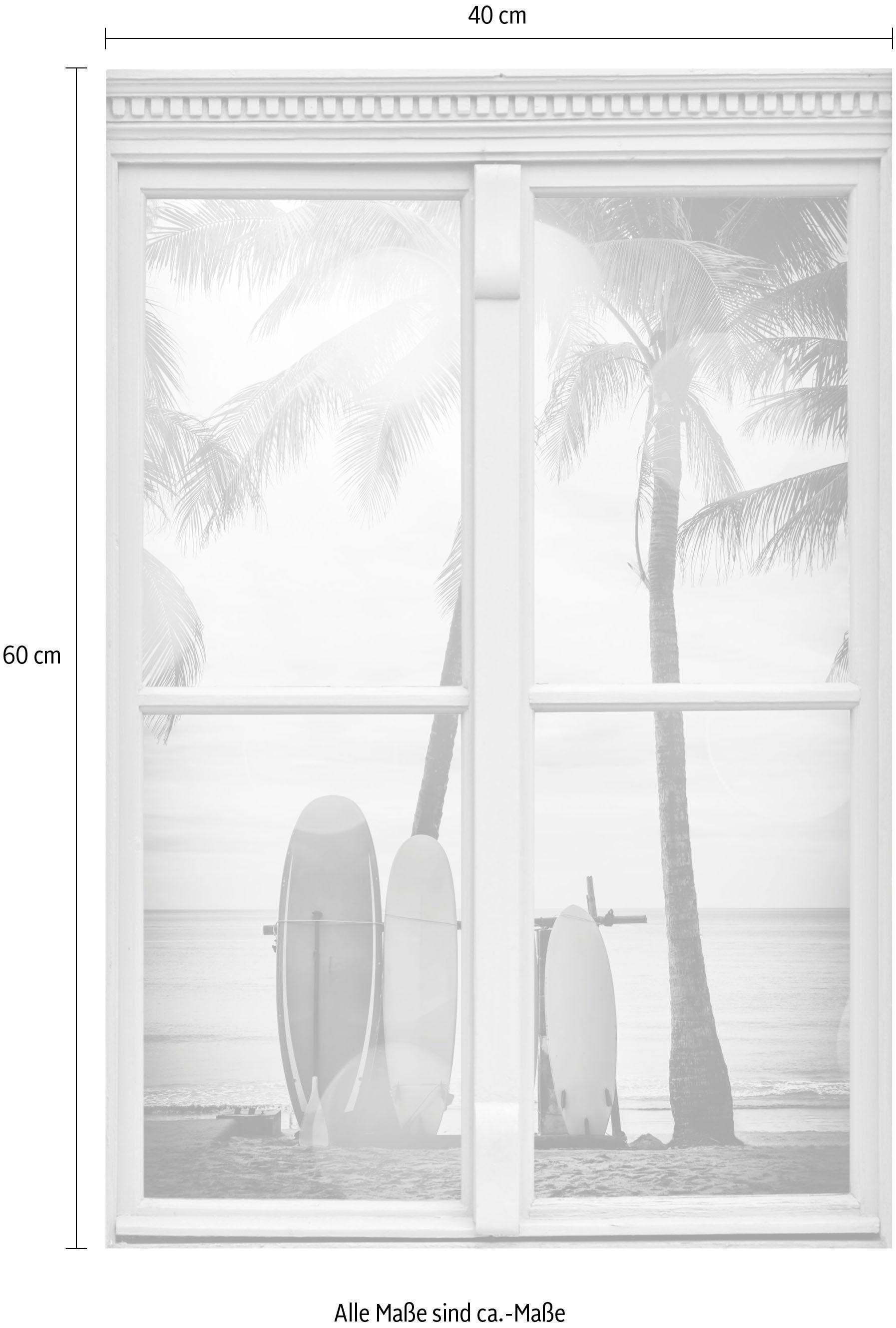 queence Wandfolie Surfstrand Muursticker, muurdecoratie, zelfklevend, 3D, raam