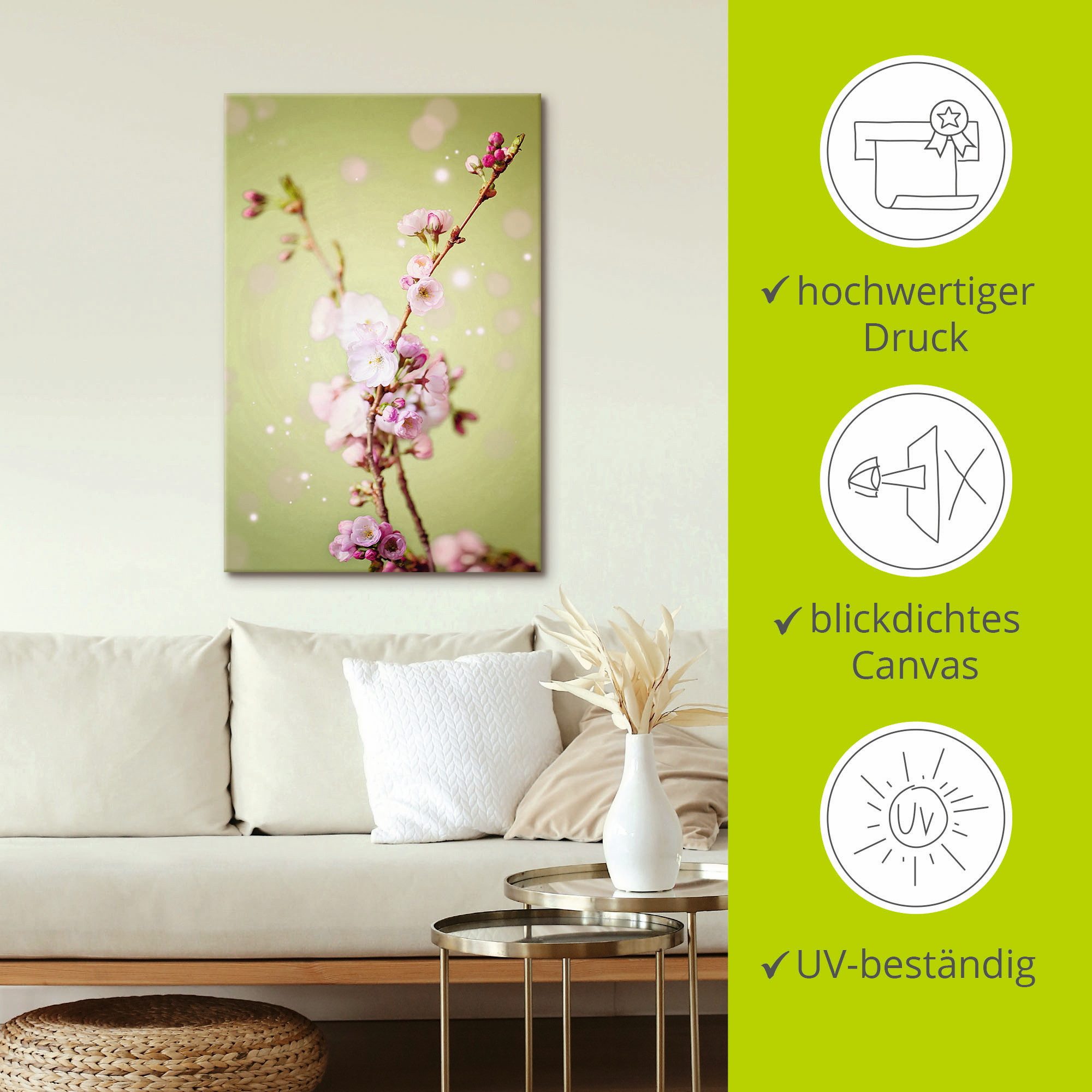 Artland Artprint Kersenbloesemtwijg als artprint op linnen, muursticker in verschillende maten