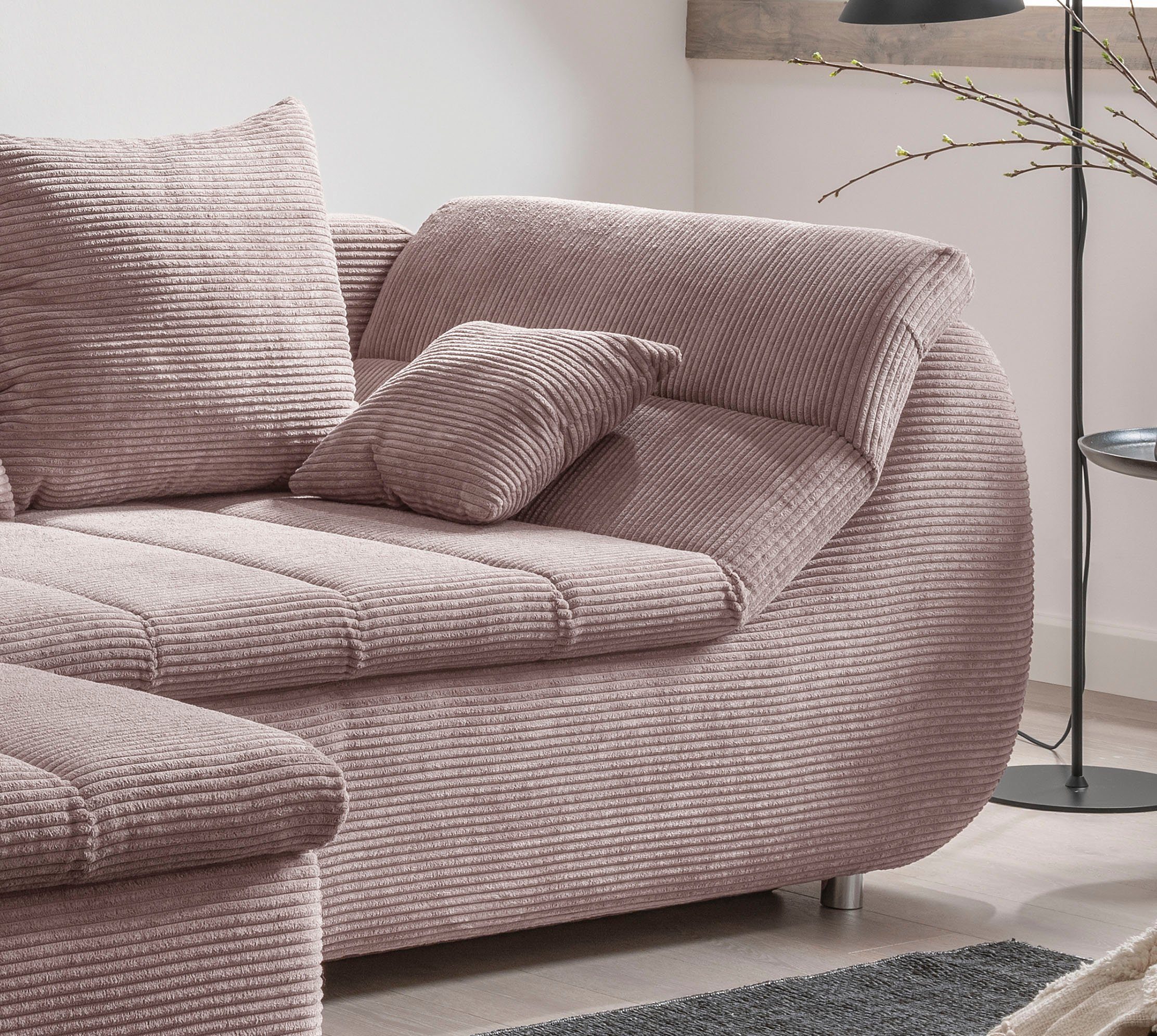 INOSIGN Hoekbank Imola, comfortabel, actuele stikking in de zitting, L-vorm, breedte 270cm