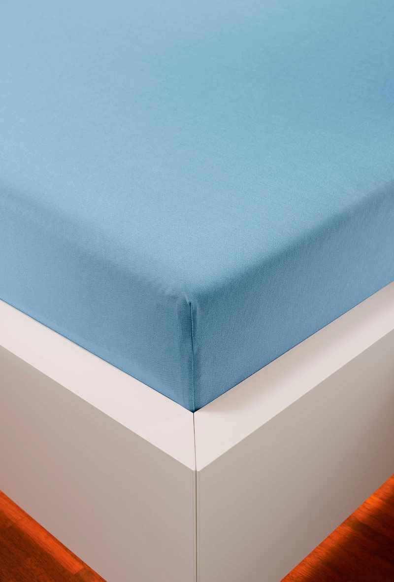 bellana Hoeslaken Jersey-elastaan aqua in mt. 90x200, 140x200 of 180x200 cm van katoen, voor matrassen tot 35 cm hoogte, laken, hoeslaken (1 stuk)